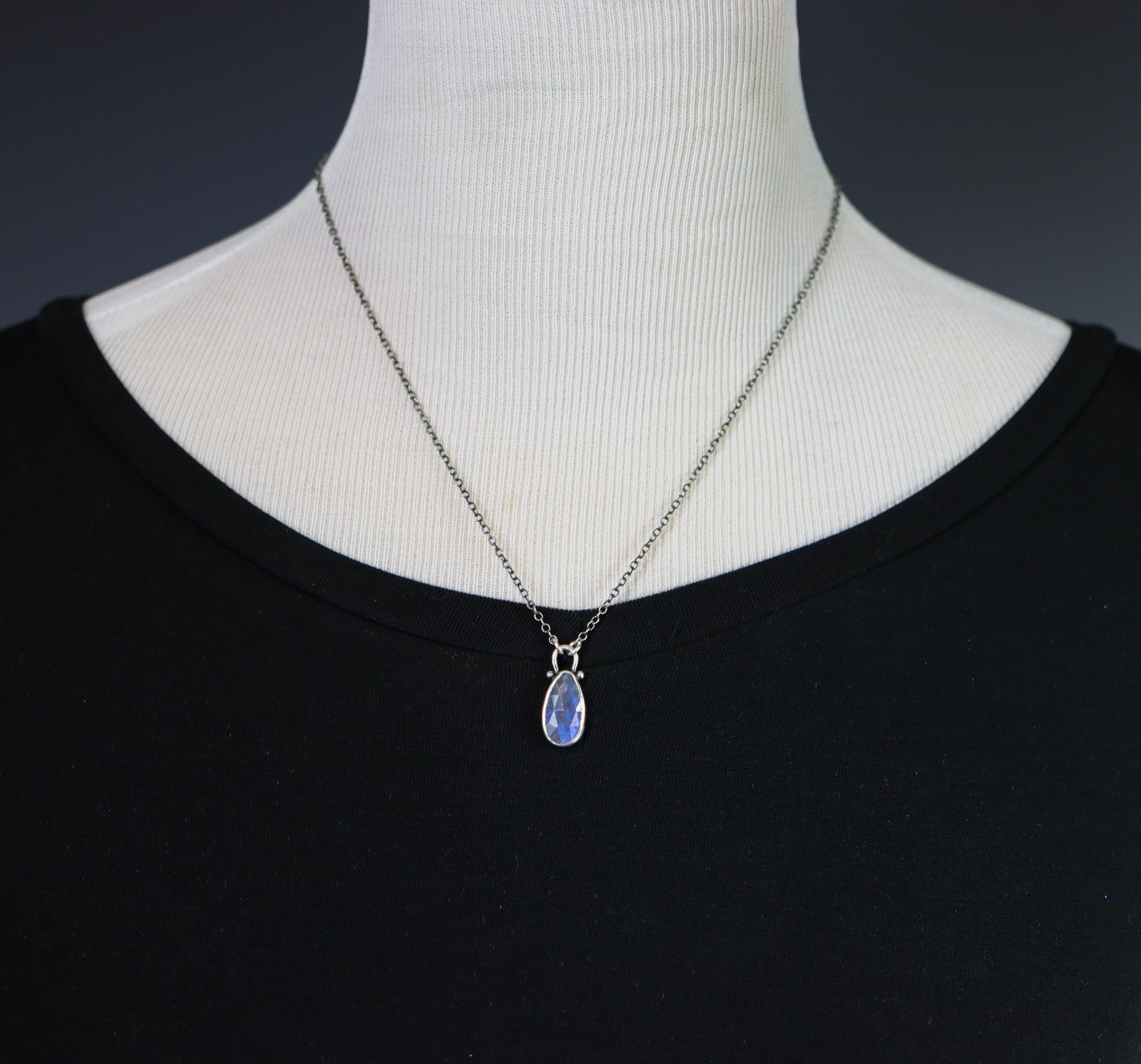 Labradorite Petite Pendant Necklace in Sterling Silver