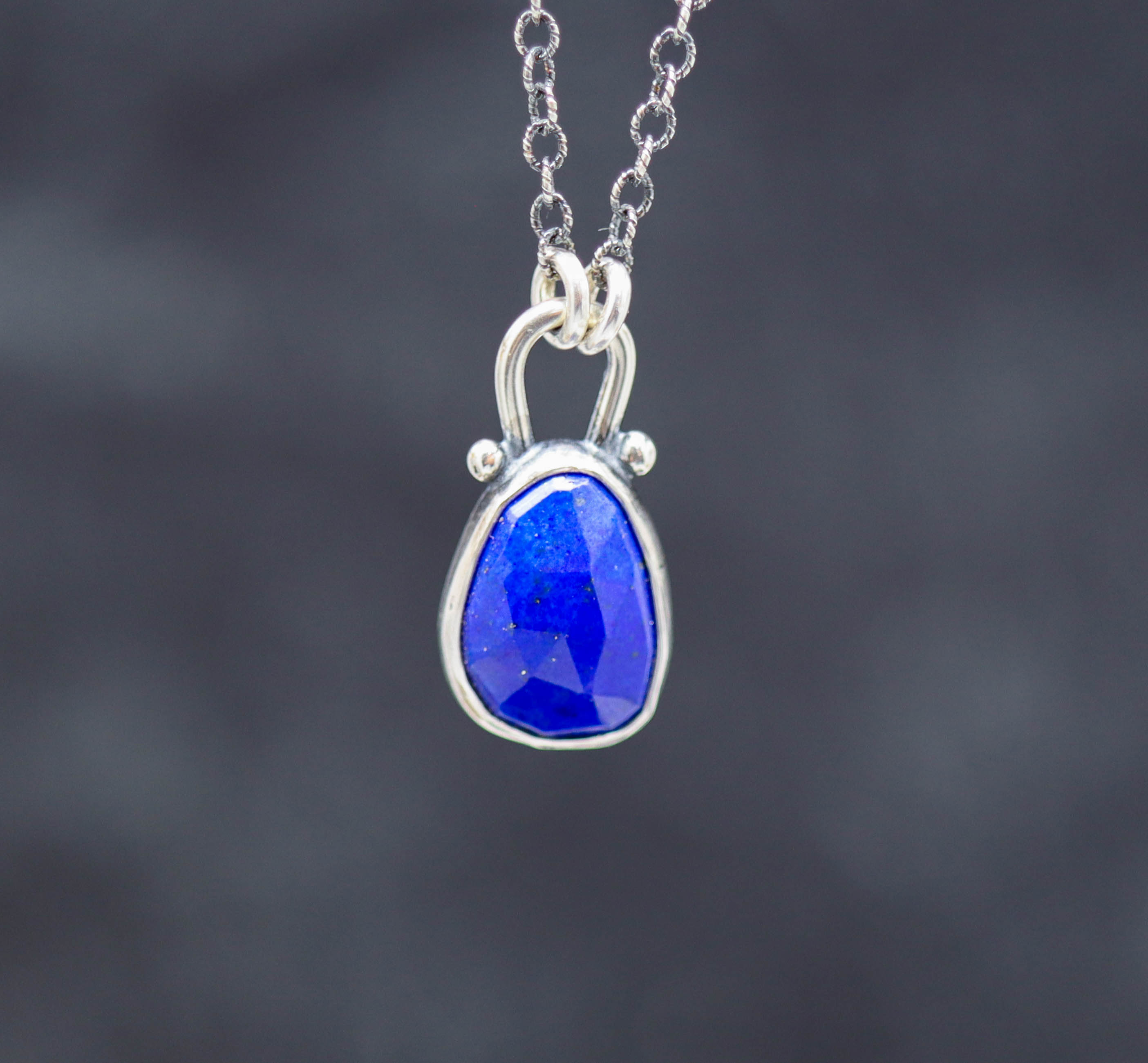 Blue Lapis Pendant Necklace Sterling Silver