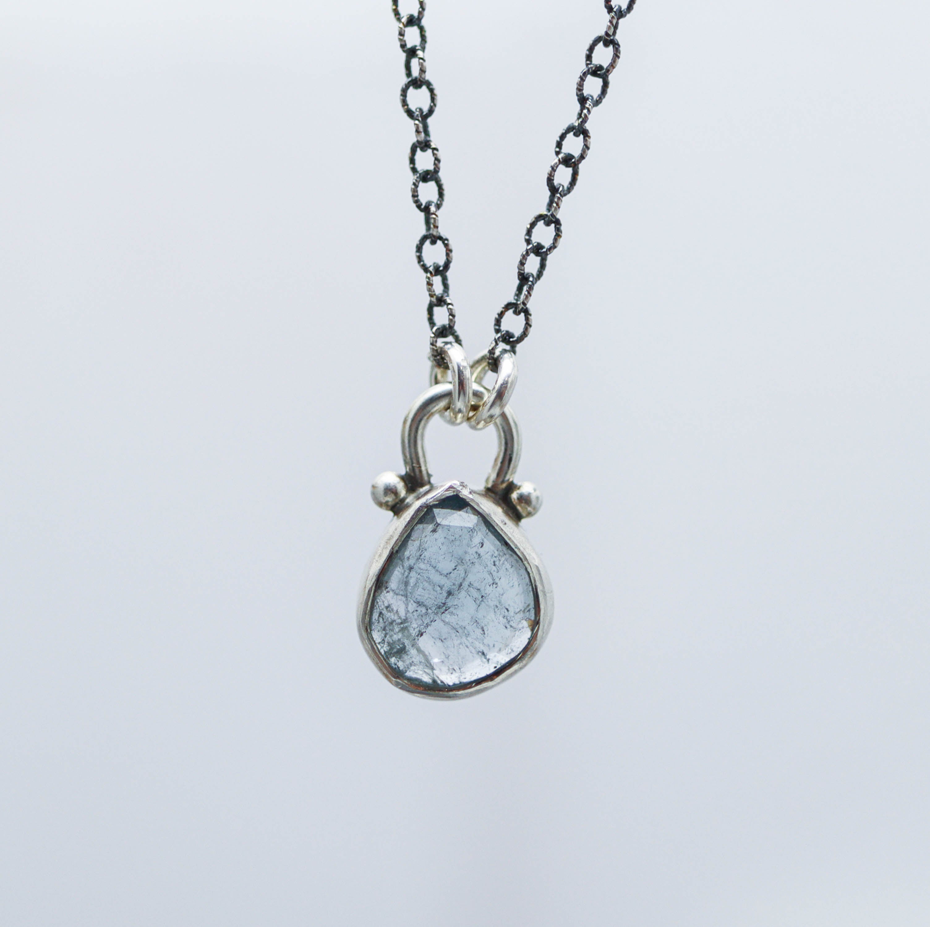 Petite Blue Tourmaline Petite Pendant Necklace in Sterling Silver