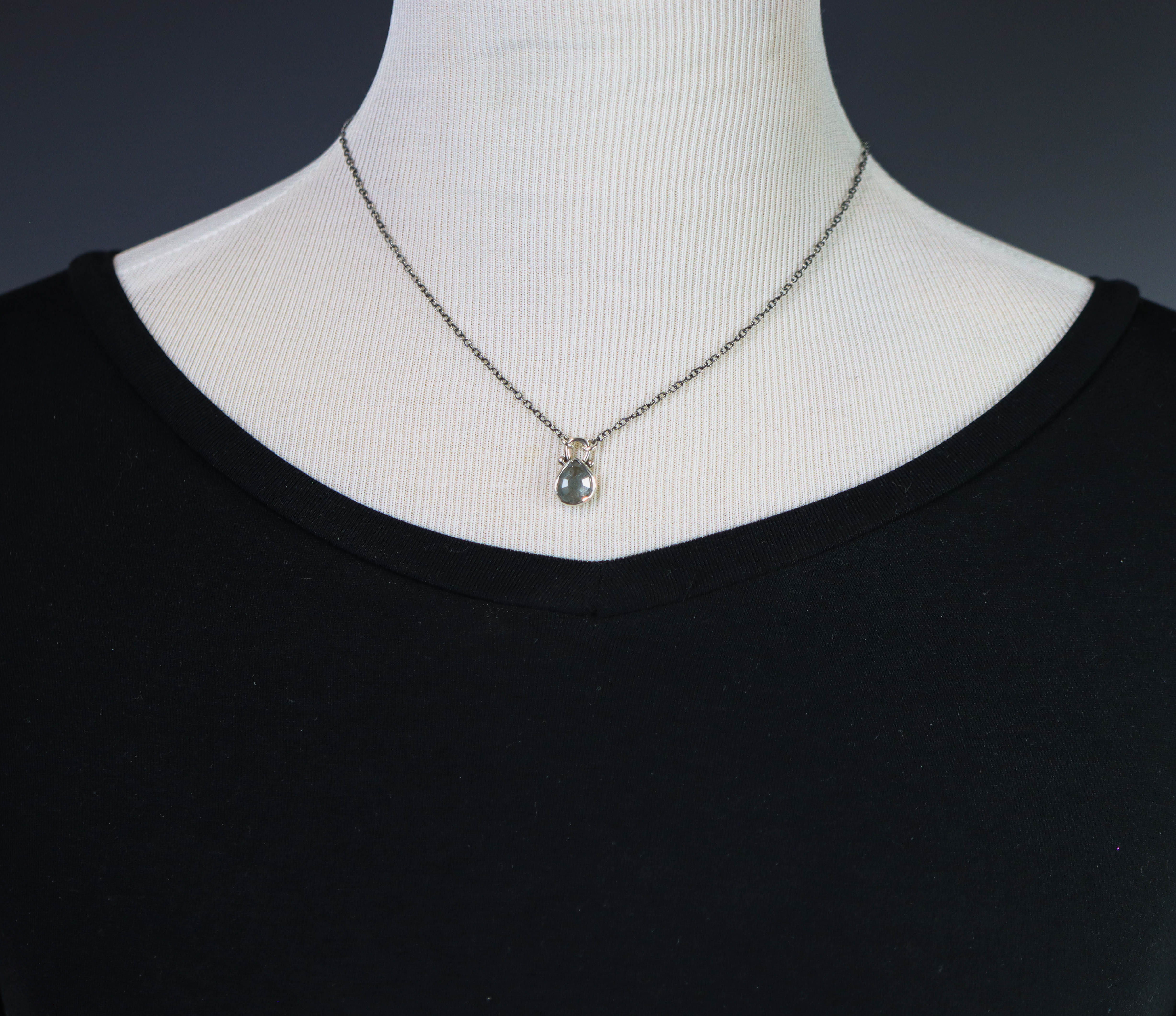 Petite Blue Tourmaline Petite Pendant Necklace in Sterling Silver