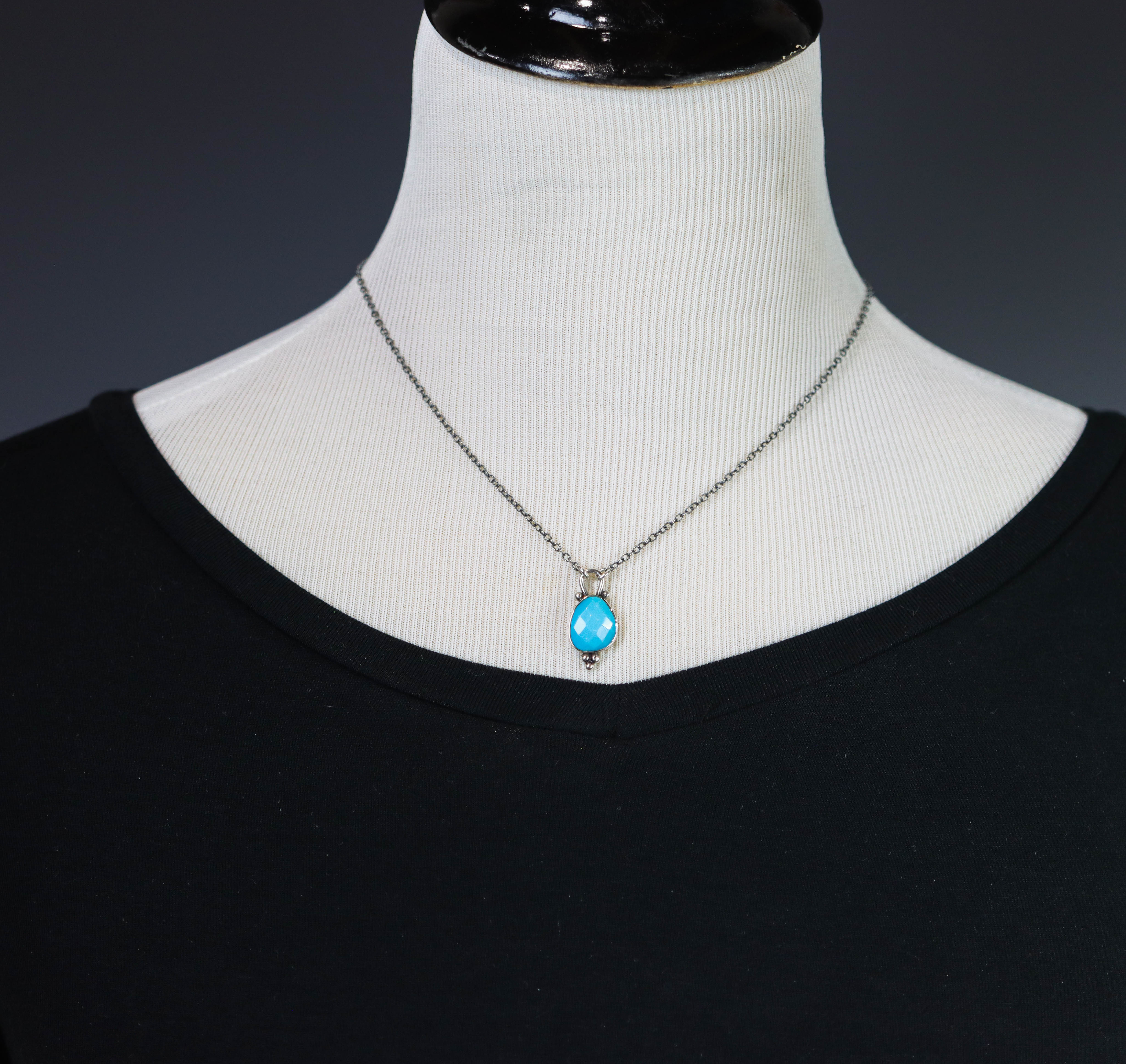 Turquoise Petite Pendant Necklace in Sterling Silver
