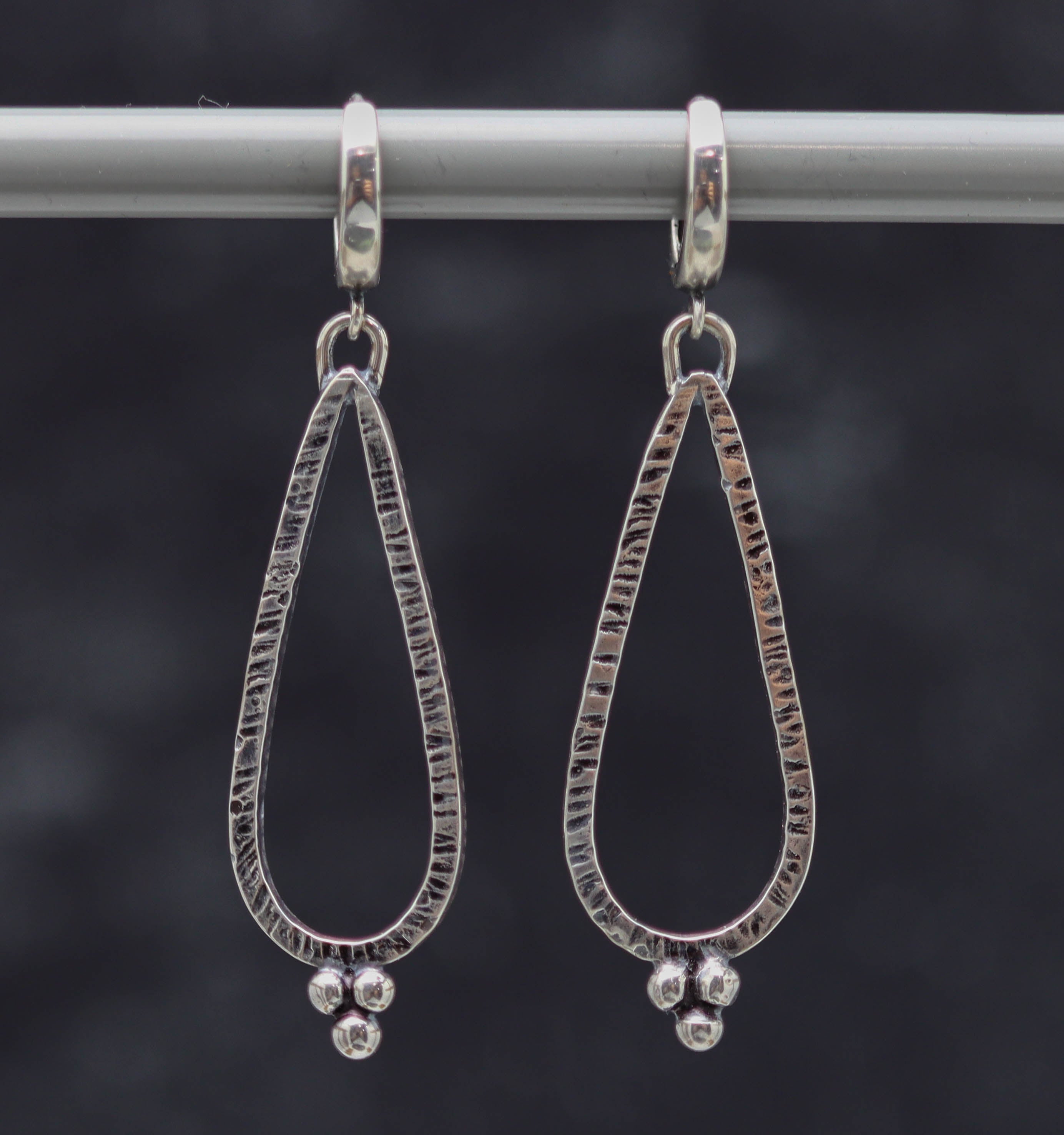 Granulated Teardrop Earrings in Sterling Silver Made To Order