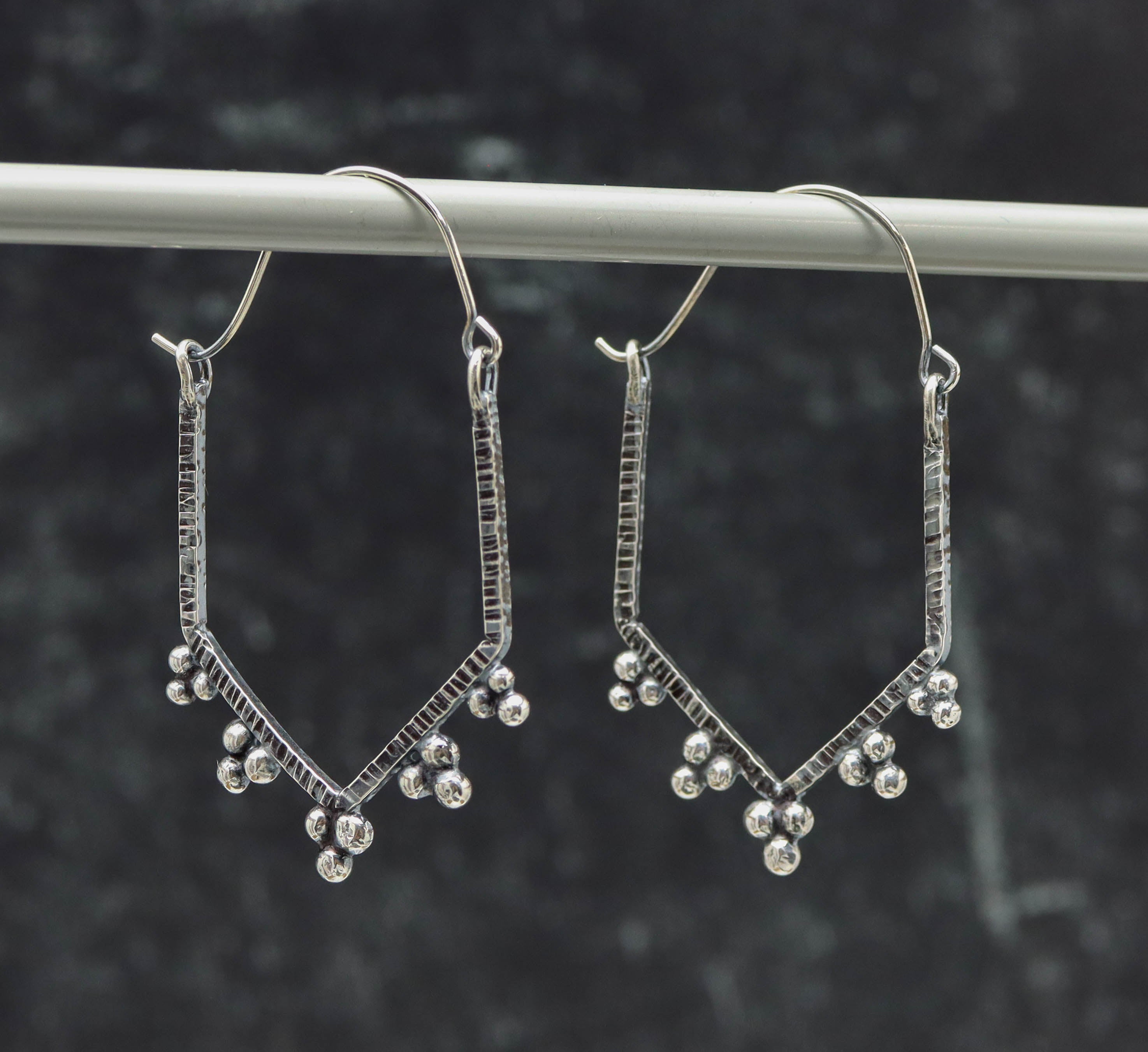 Large Granulated Hoop Earrings in Sterling Silver Made To Order