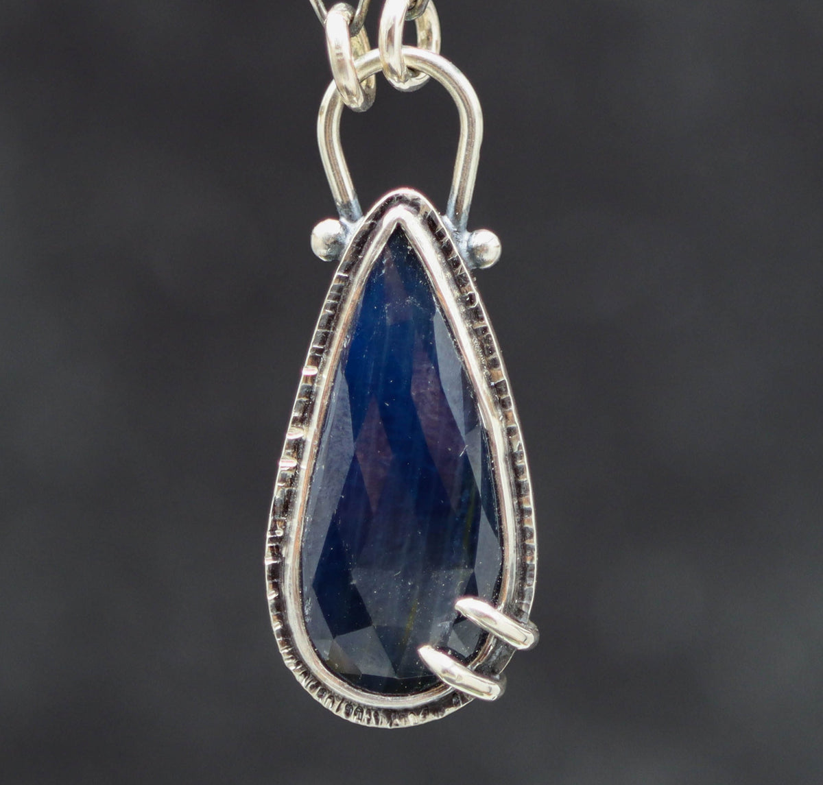 Blue Sapphire Pendant Sterling Silver One Of a Kind Gemstone Necklace