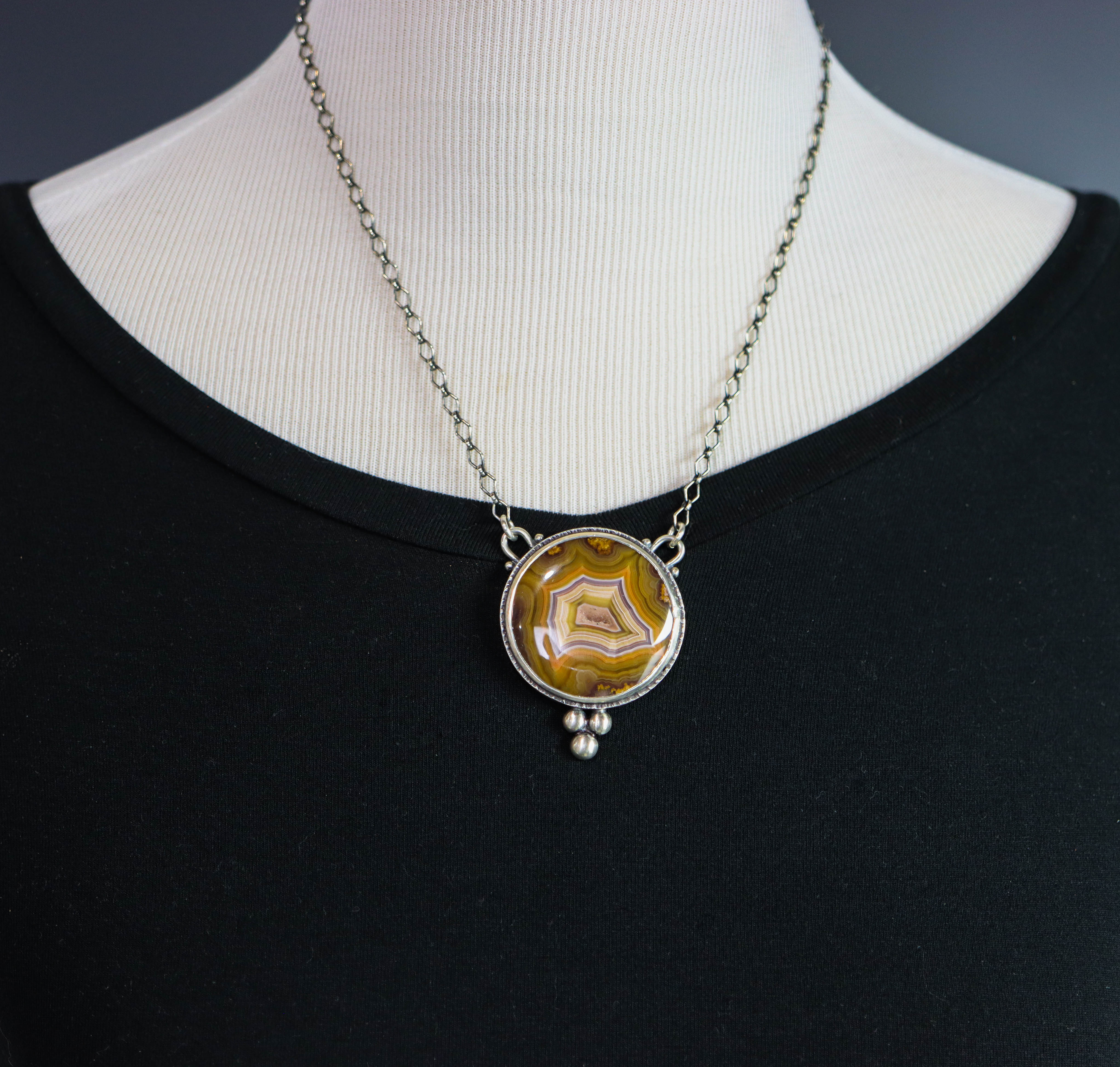 Laguna Agate Statement Necklace in Sterling & Fine Silver