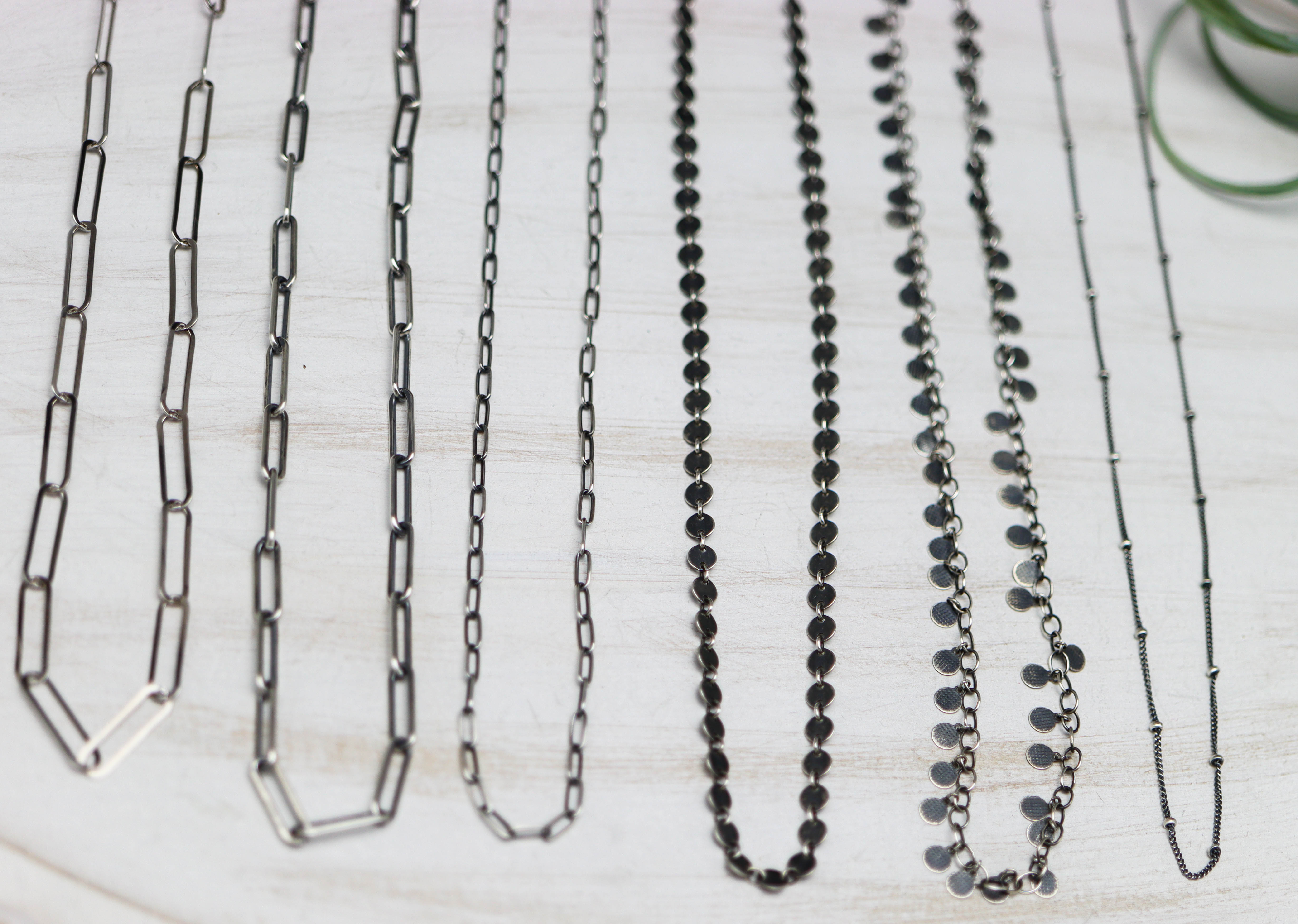 Sterling Silver Chain Necklace Oxidized and Polished Made to Order