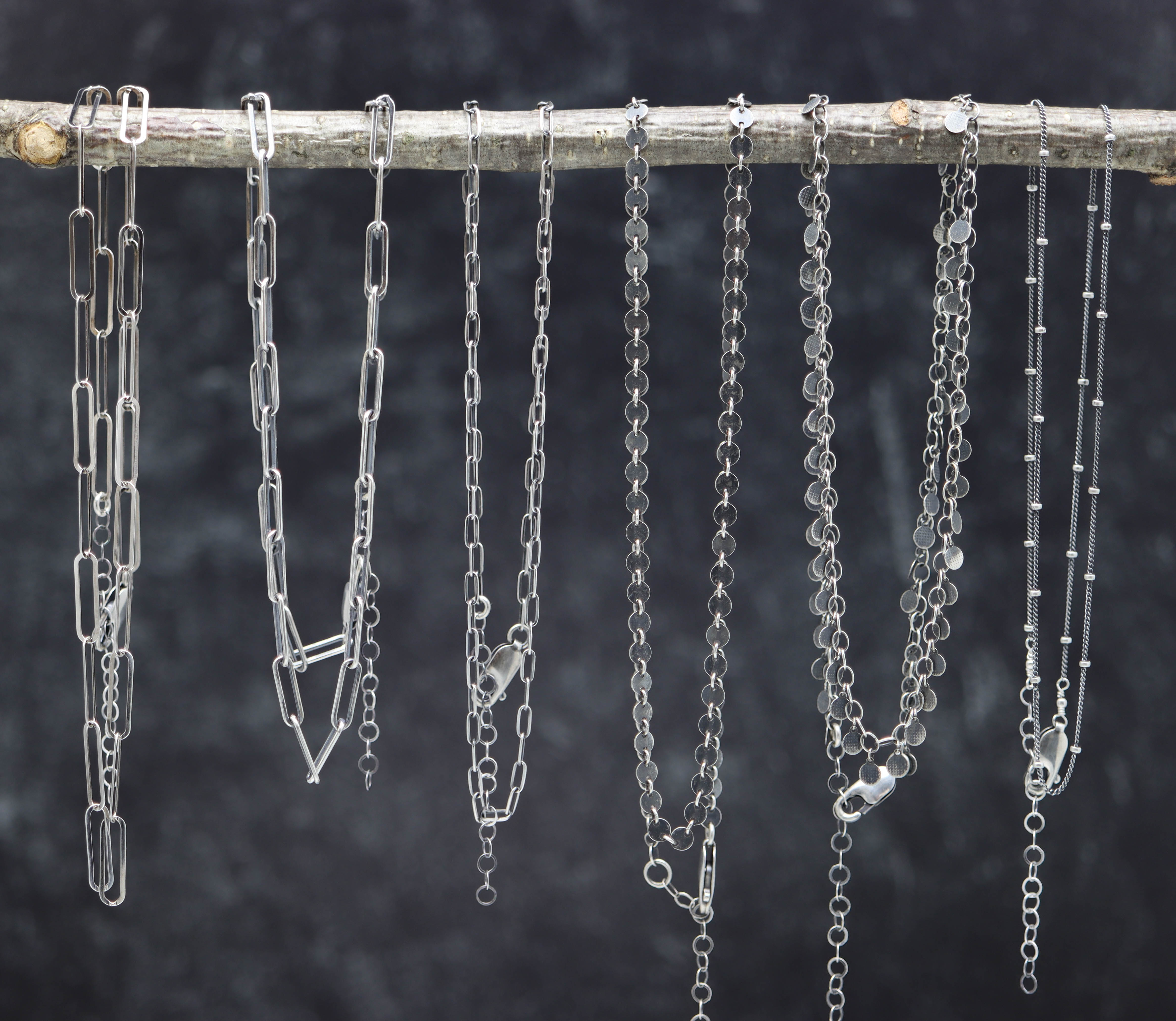 Sterling Silver Chain Necklace Oxidized and Polished Made to Order