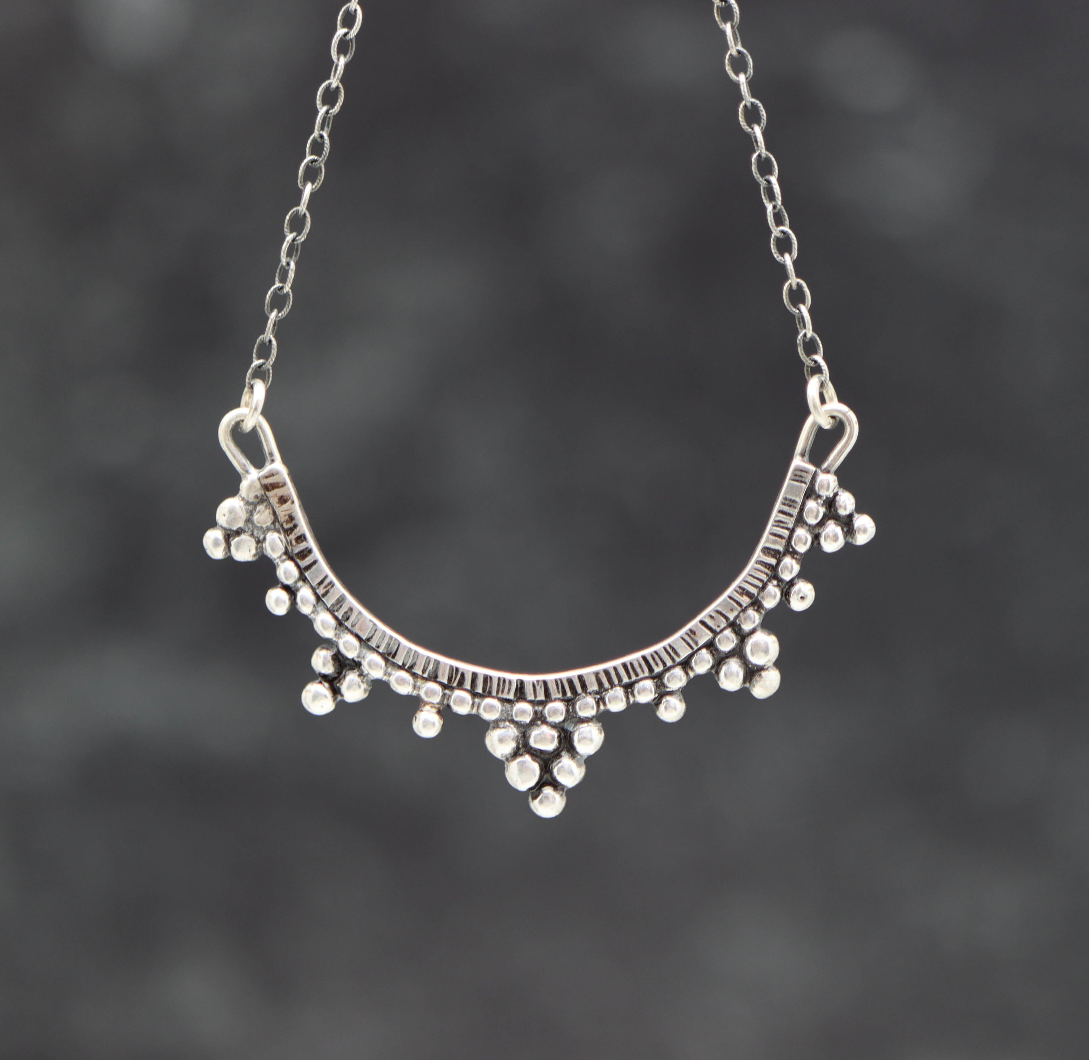 Medium Arc Necklace Sterling Silver and Fine Silver Made To Order