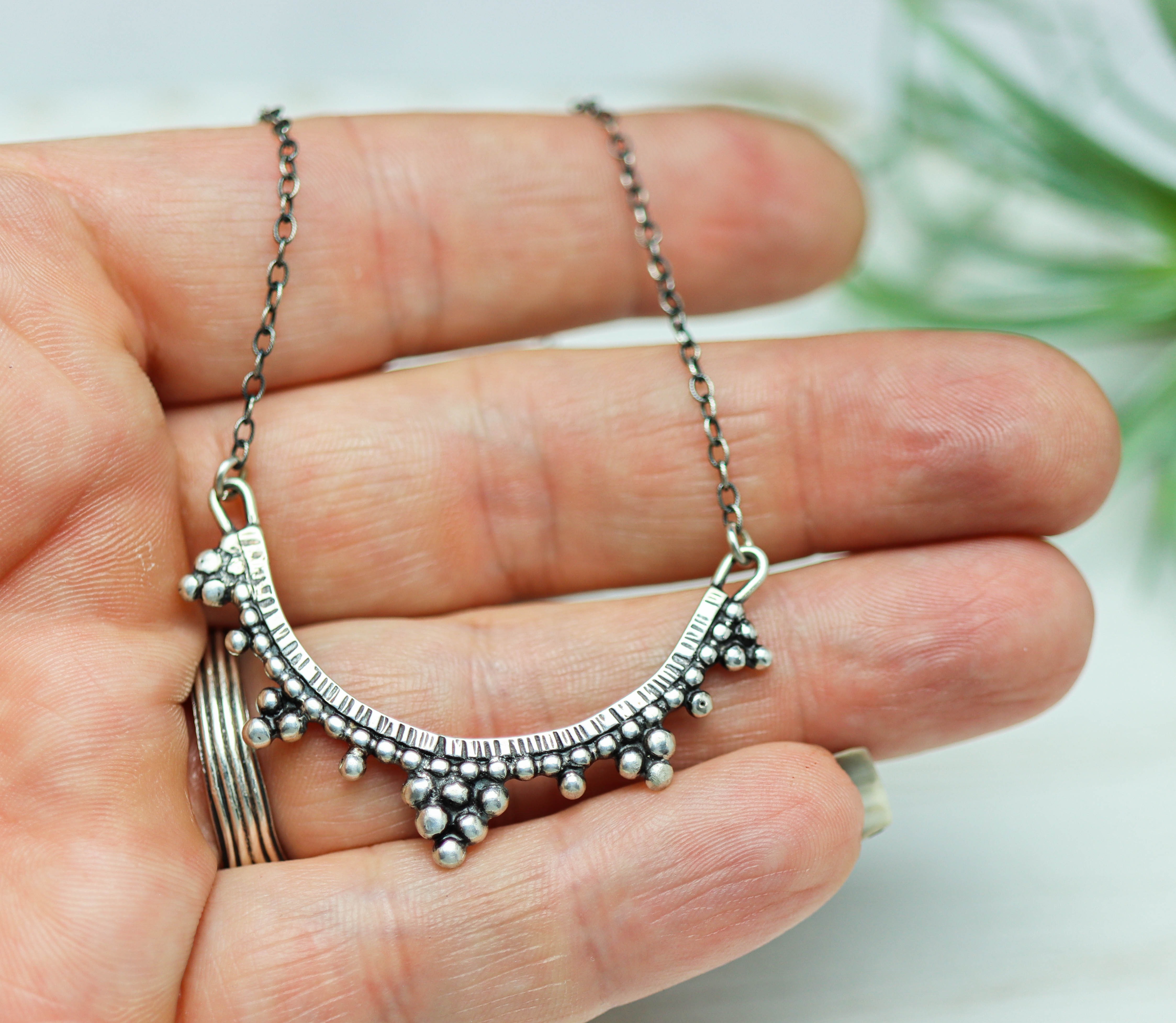 Medium Arc Necklace Sterling Silver and Fine Silver Made To Order