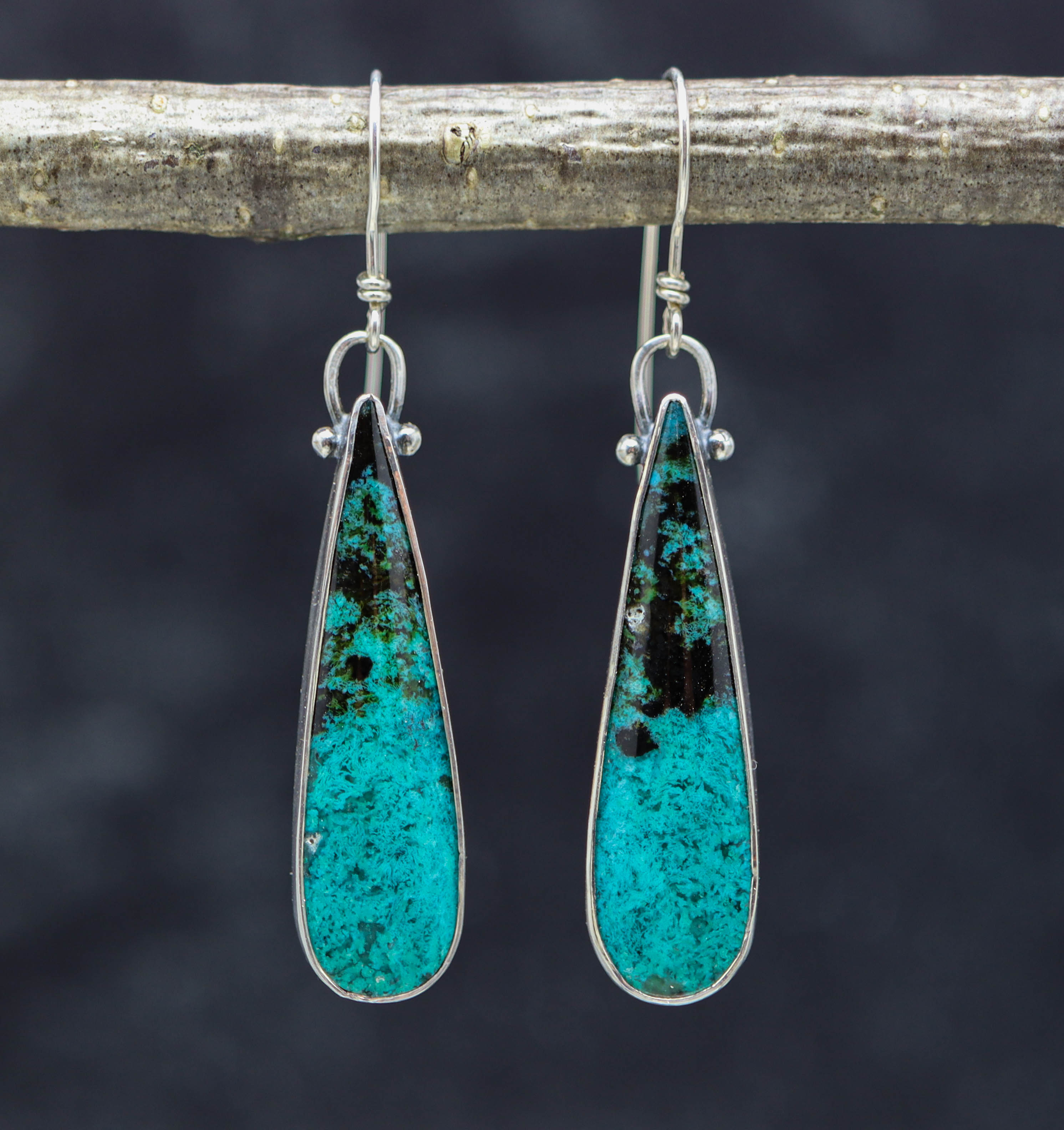 Chrysocolla Earrings Sterling Silver