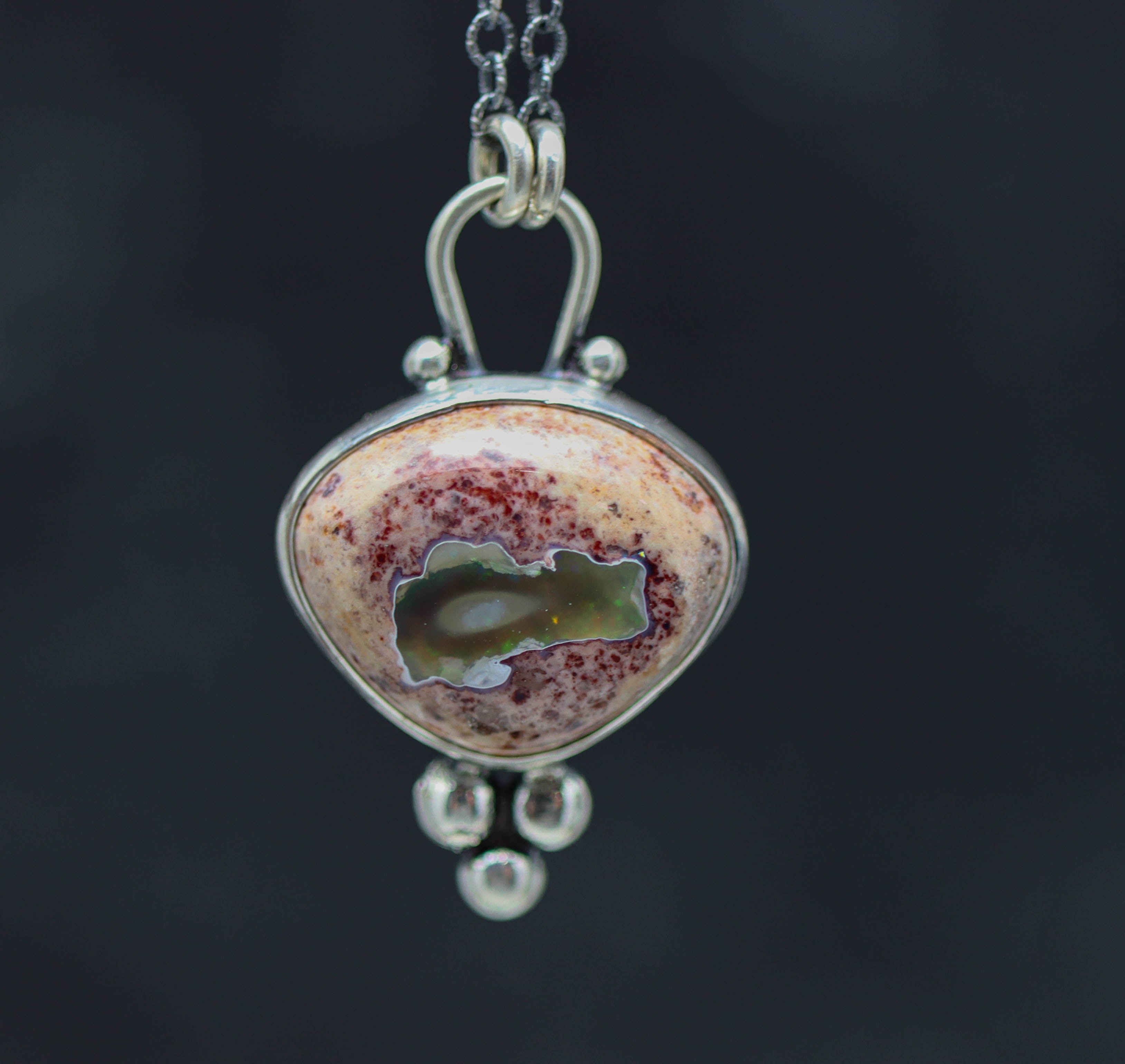Mexican Fire Opal Petite Pendant Necklace in Sterling Silver