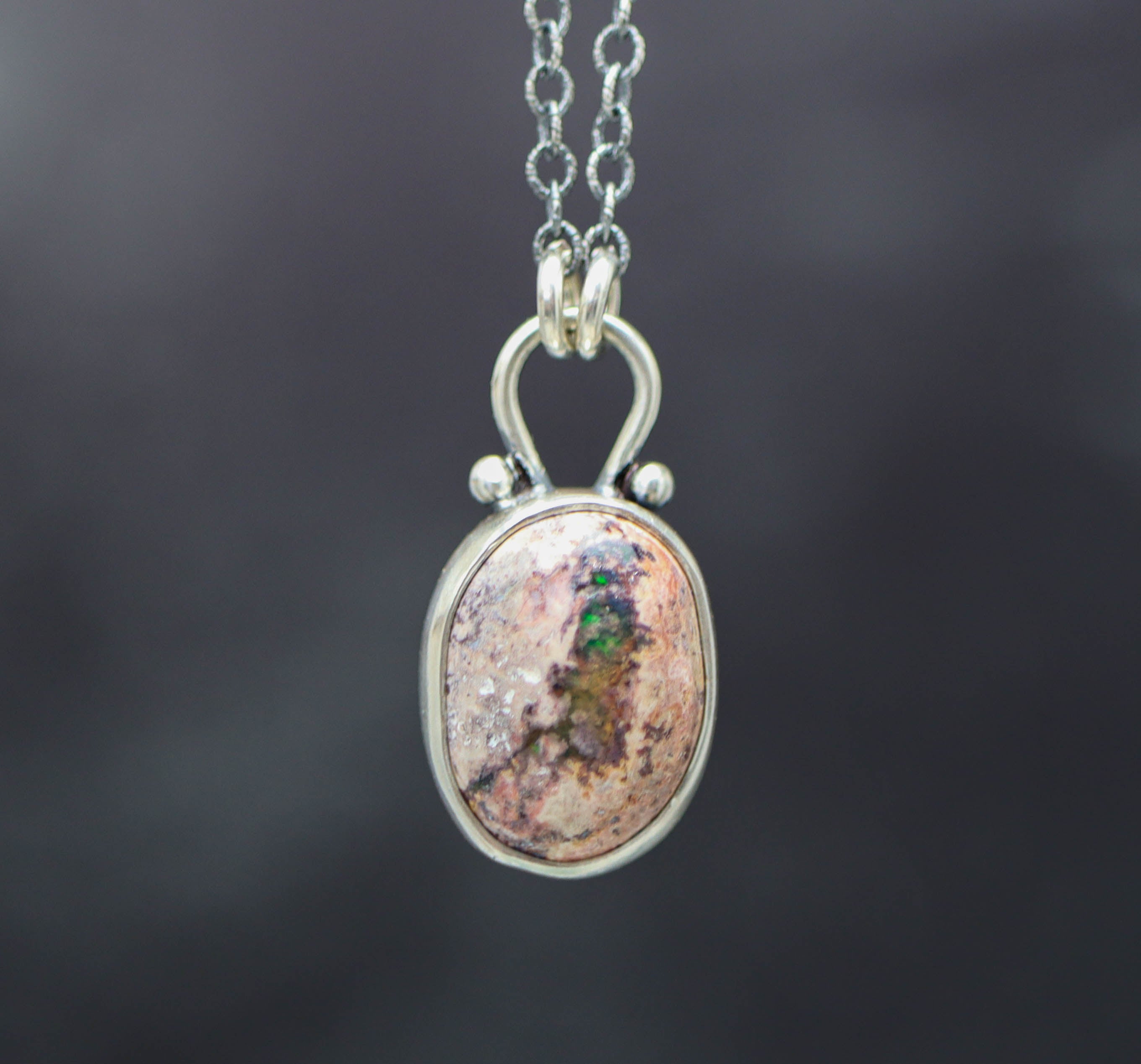 Mexican Fire Opal Petite Pendant Necklace in Sterling Silver