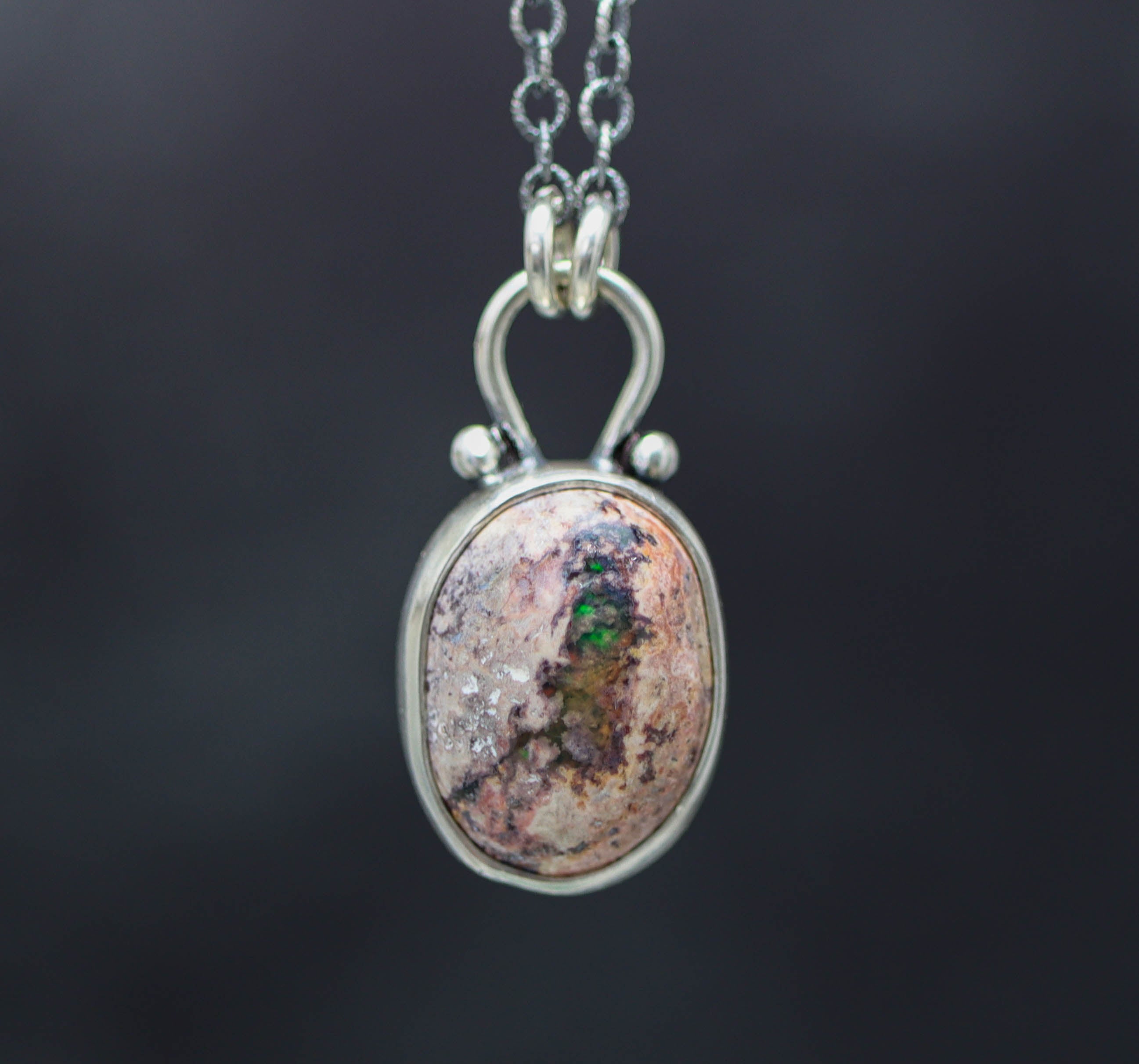 Mexican Fire Opal Petite Pendant Necklace in Sterling Silver