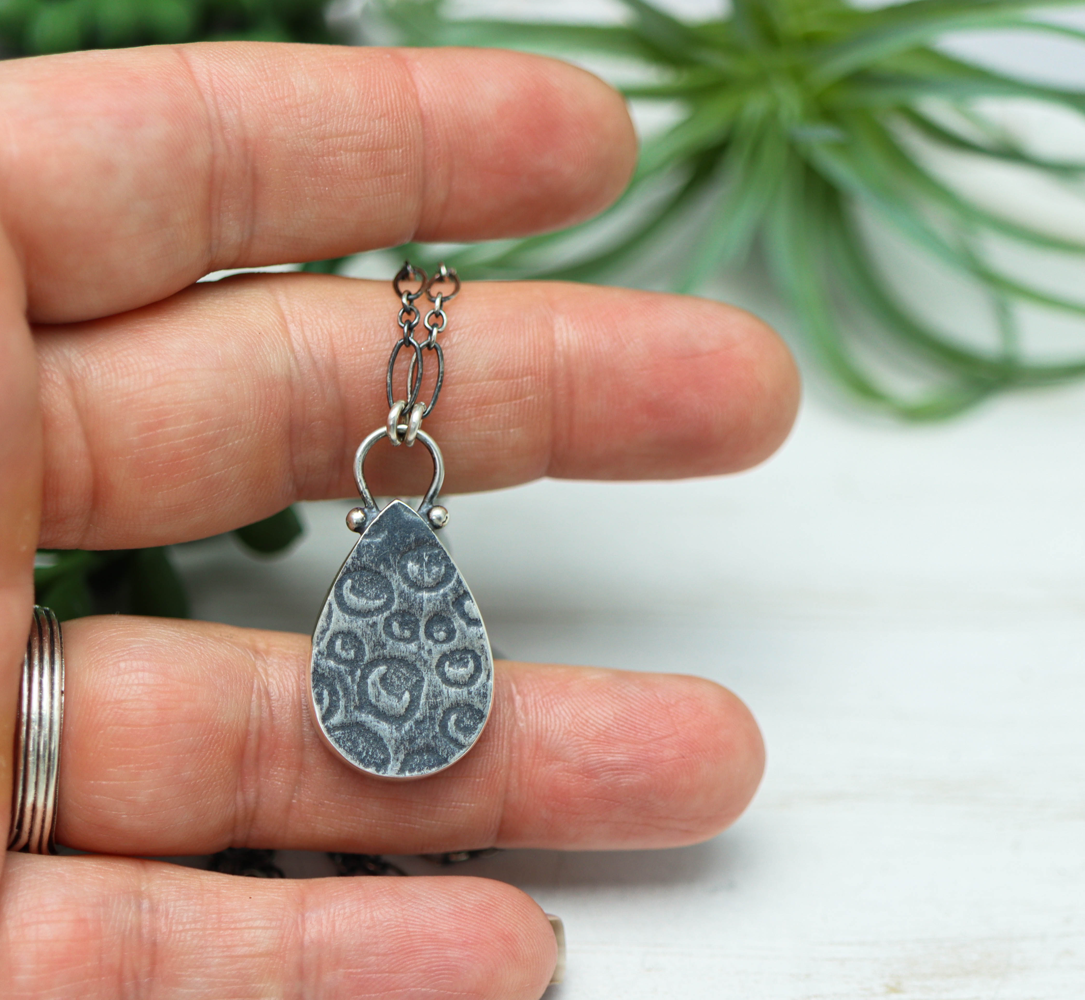 Orbicular Jasper Pendant Necklace Sterling Silver