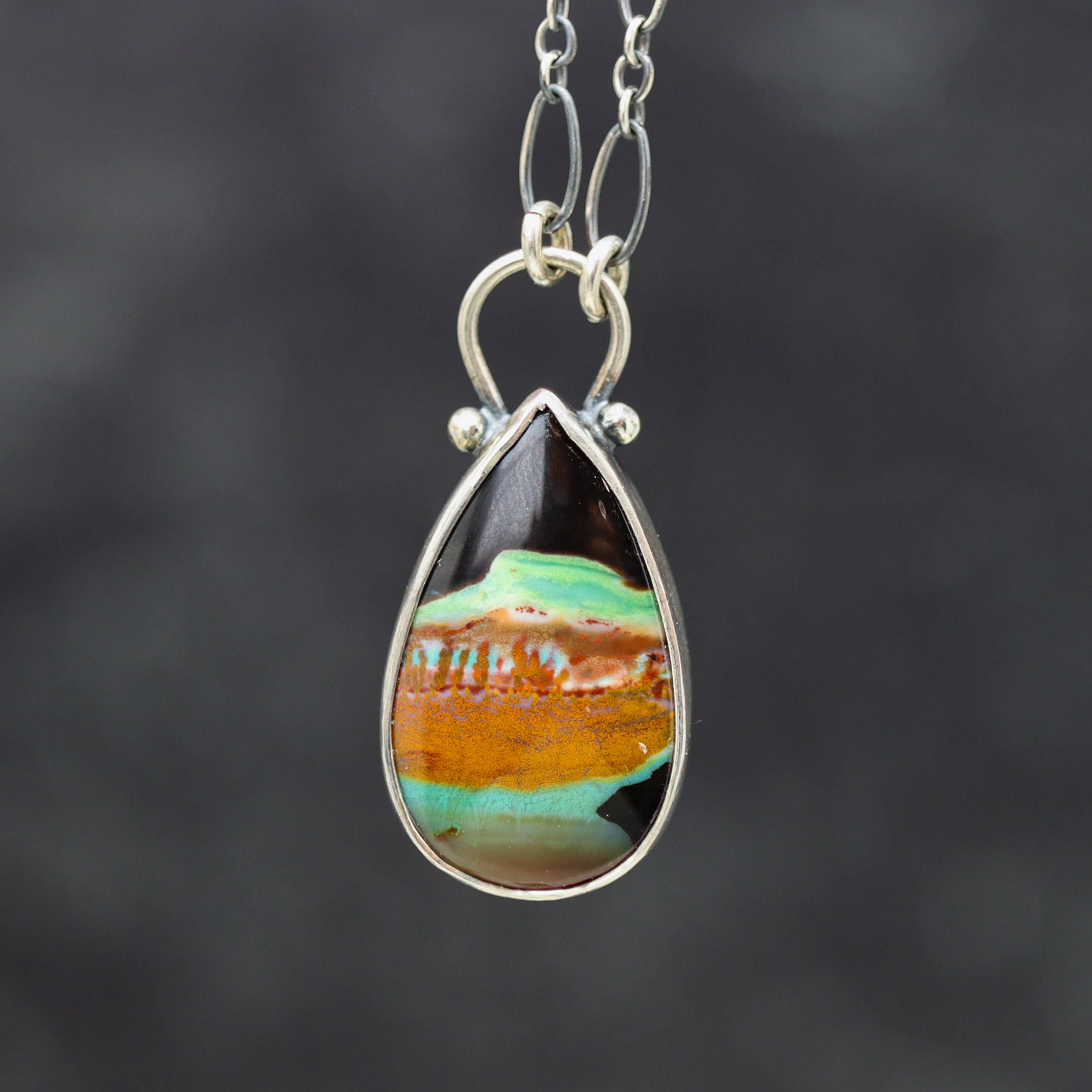 Petrified Opal Wood Pendant Sterling Silver Gemstone Necklace