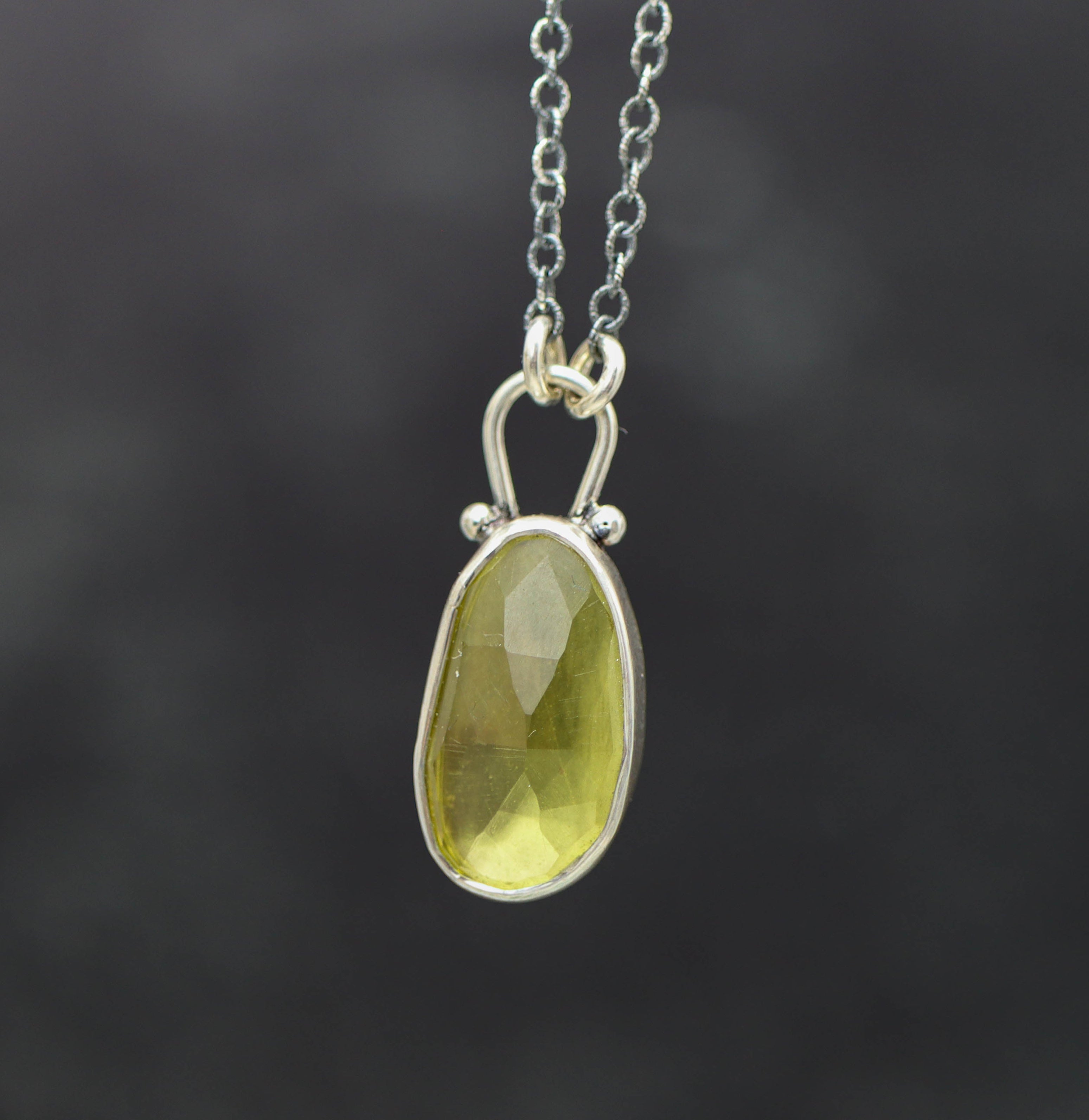 Lemon Quartz Petite Pendant Necklace in Sterling Silver