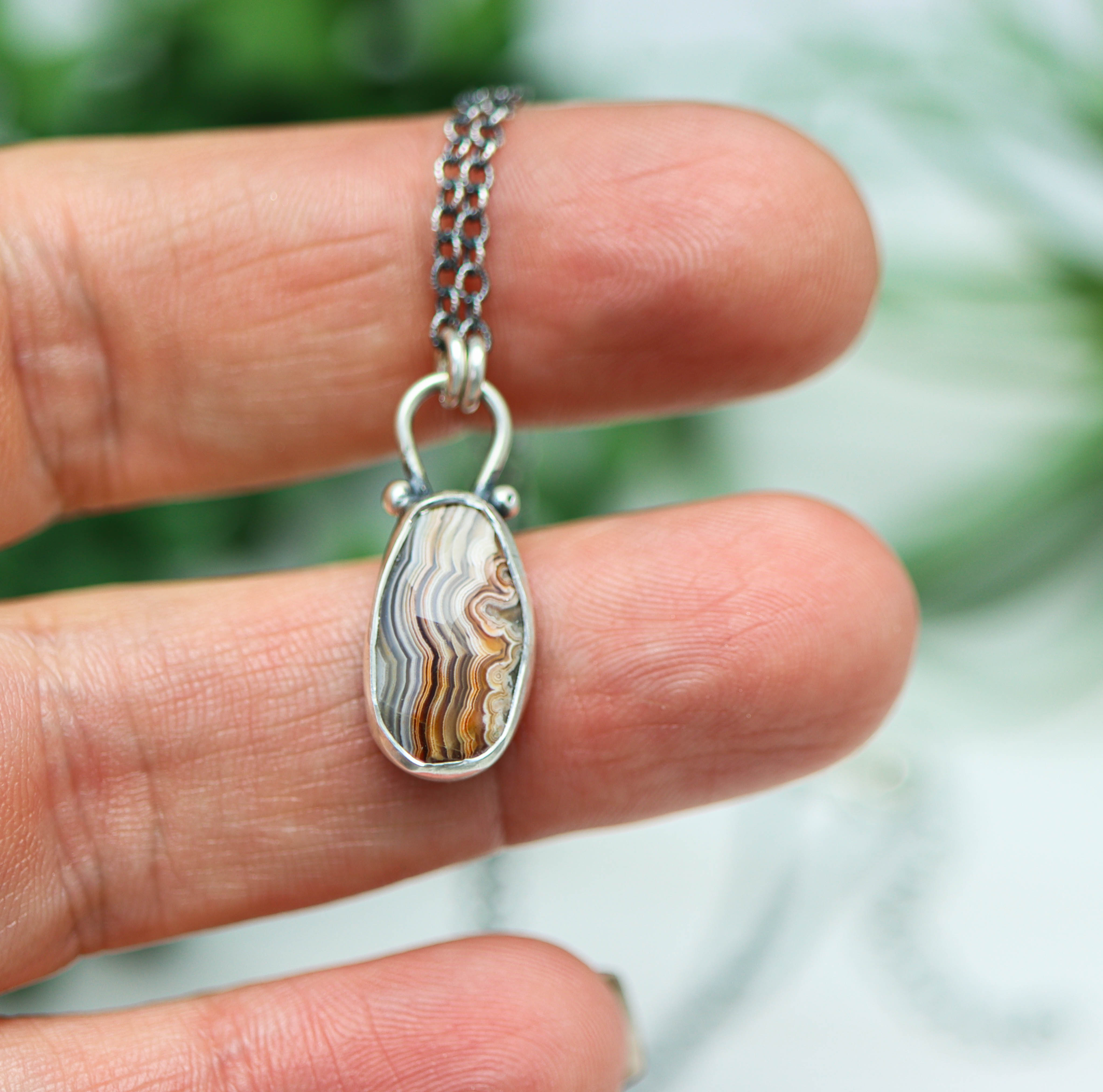 Laguna Agate Petite Pendant Necklace in Sterling Silver