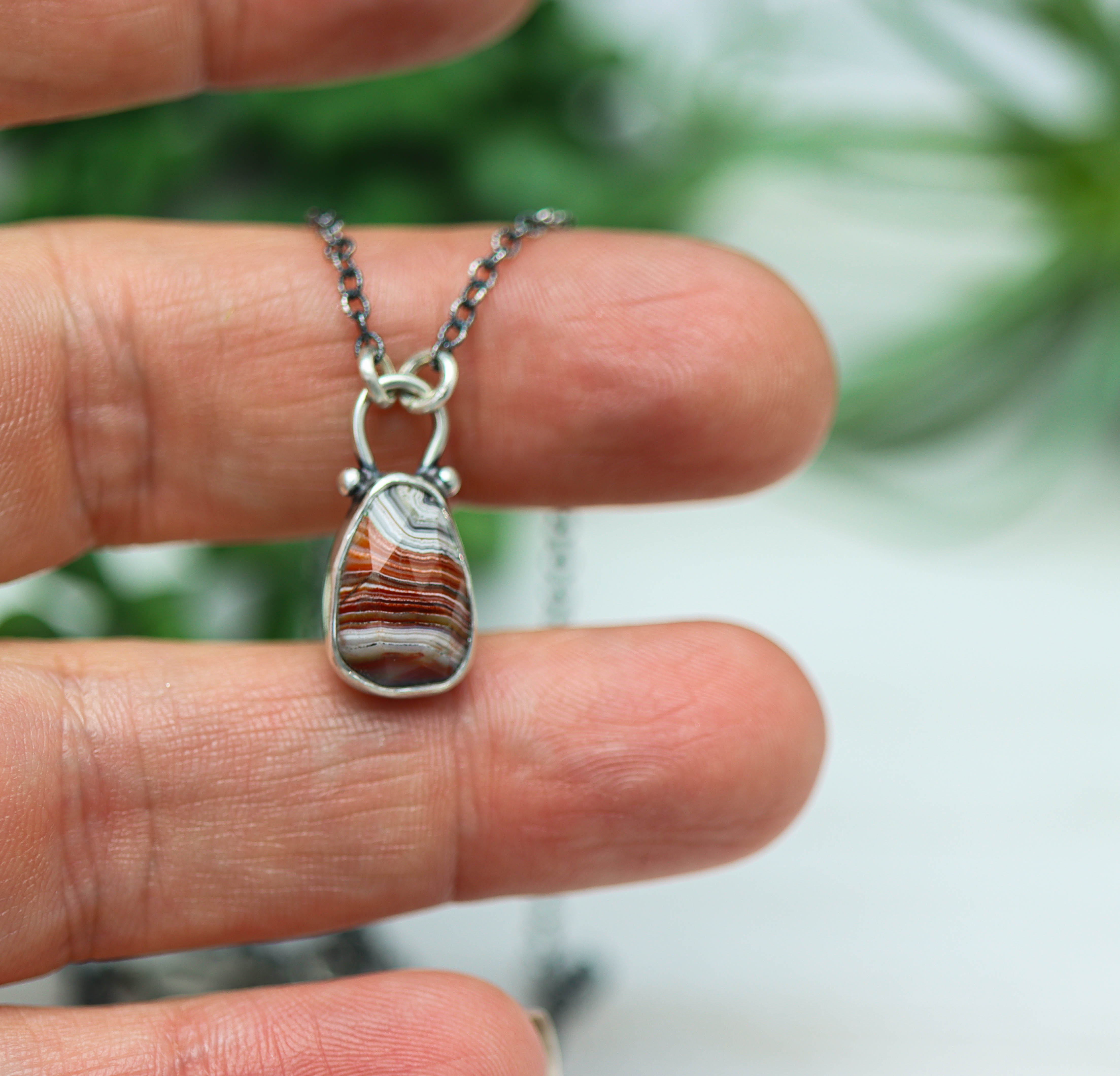 Laguna Agate Petite Pendant Necklace in Sterling Silver