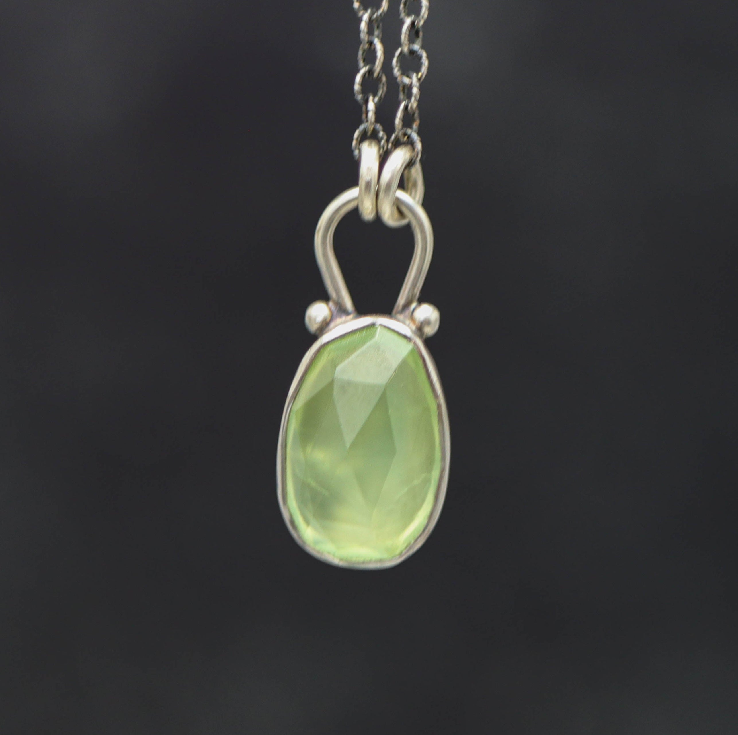 Green Prehnite Petite Pendant Necklace in Sterling Silver