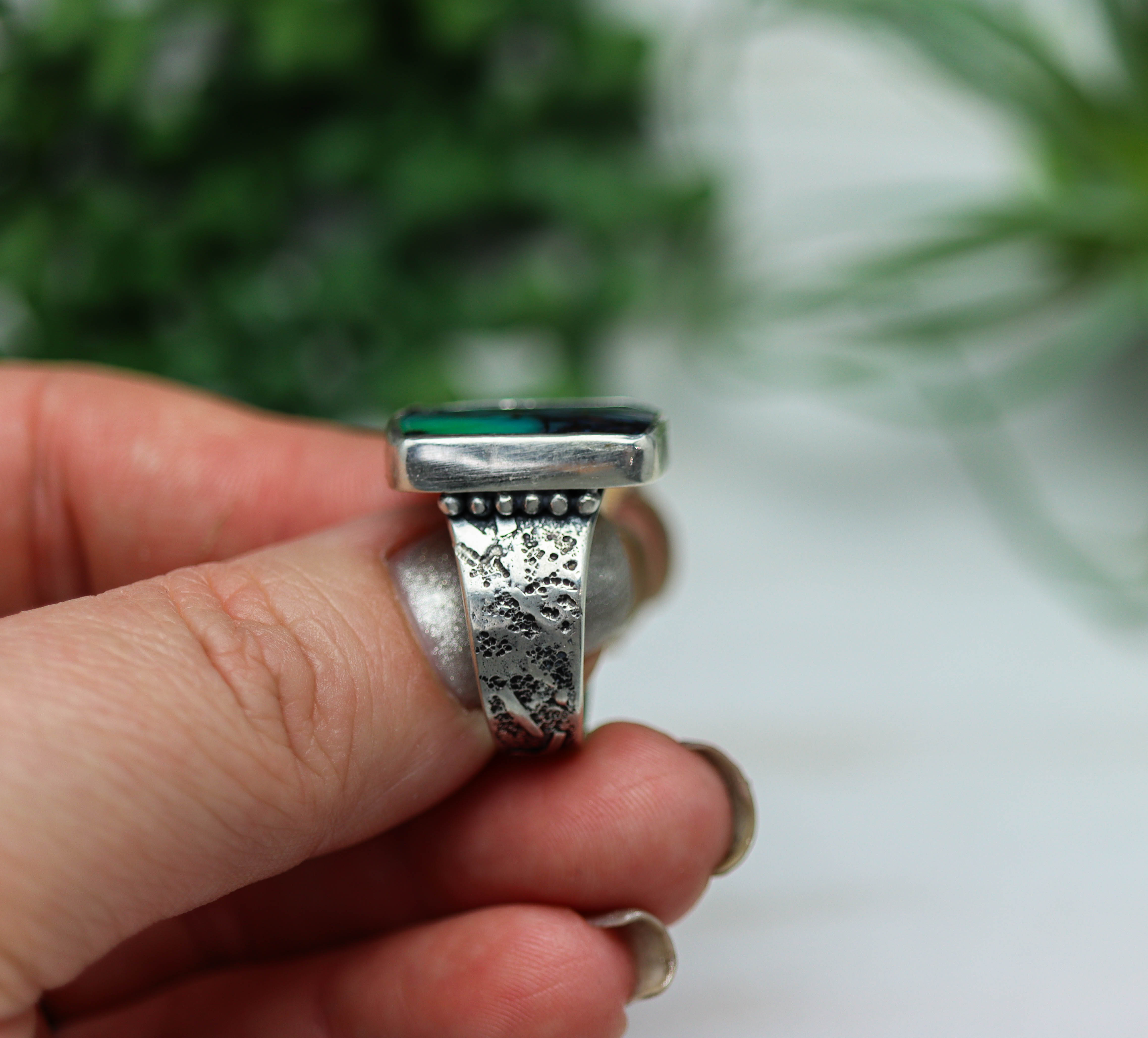 Opalized Petrified Wood Sterling Silver Wide Band Ring