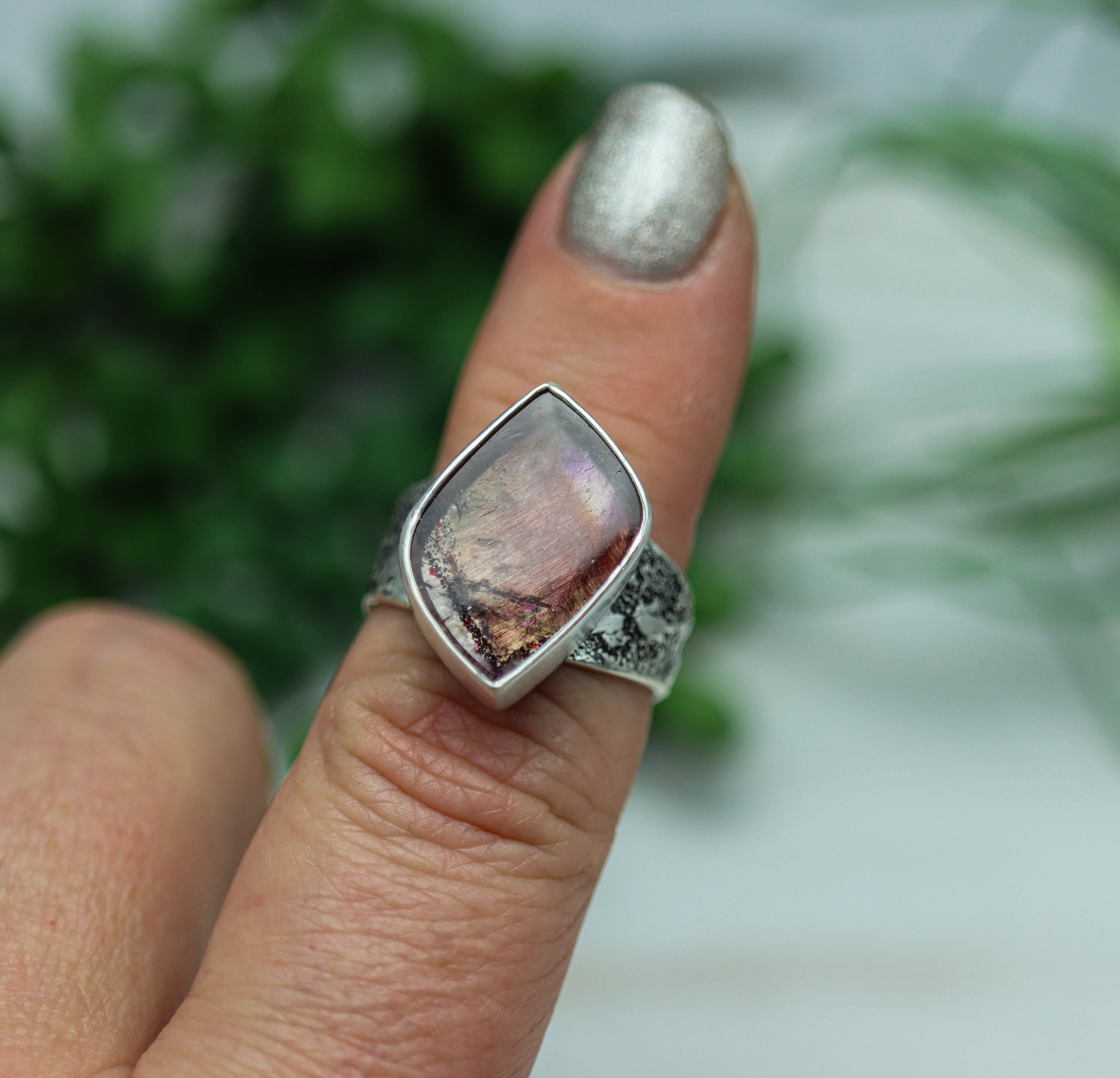 Super Seven Sterling Silver Wide Band Ring