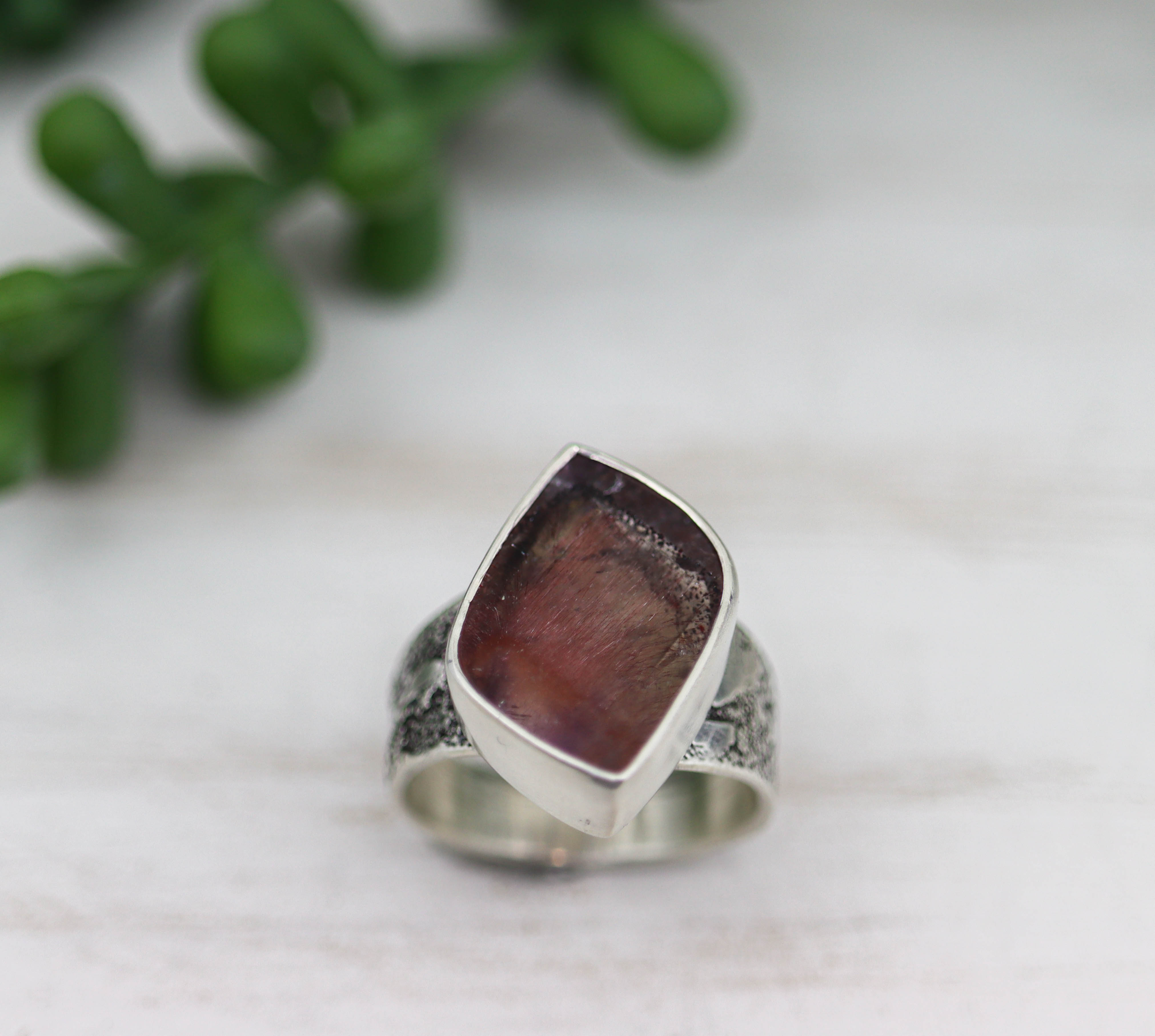 Super Seven Sterling Silver Wide Band Ring