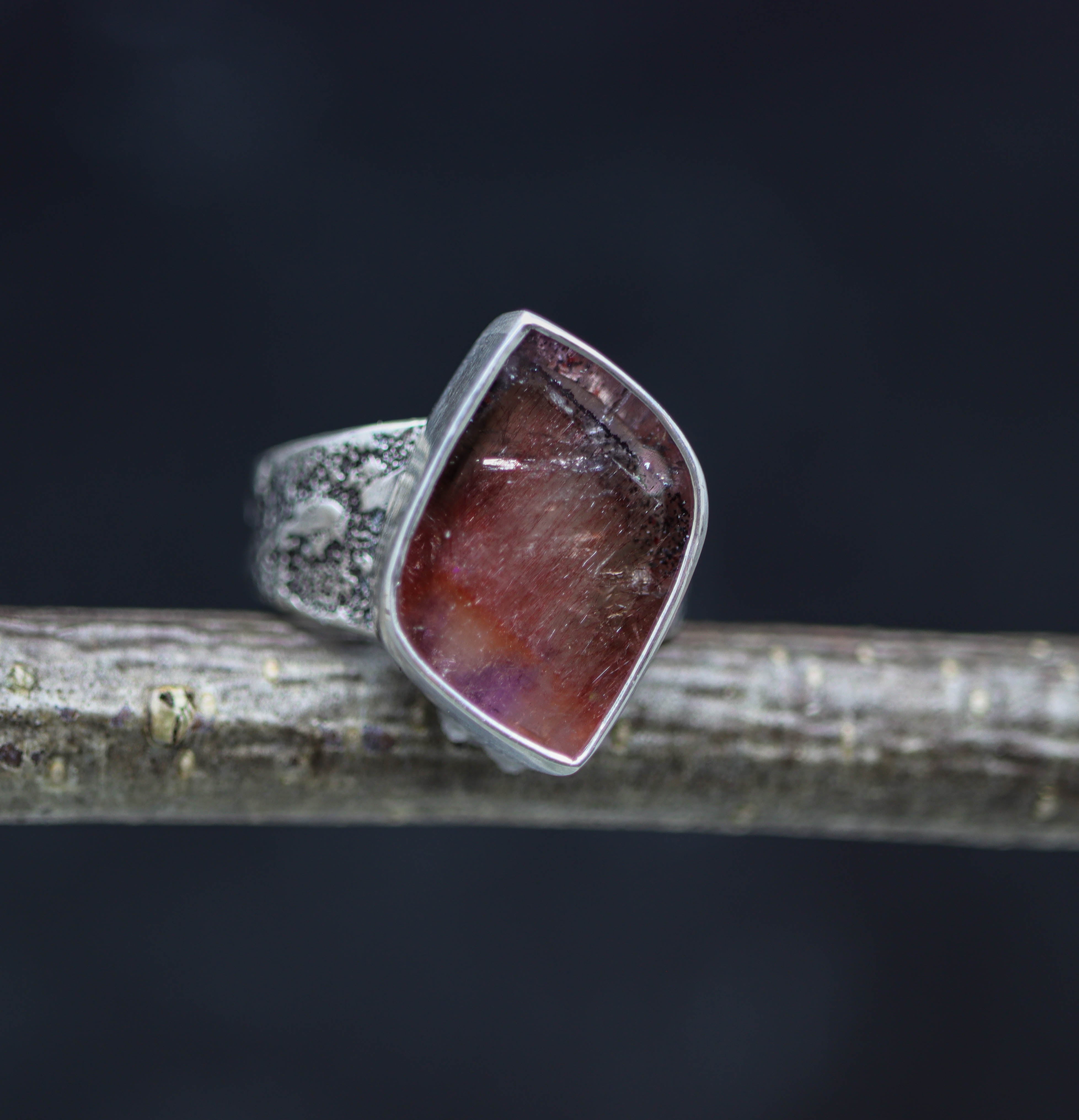 Super Seven Sterling Silver Wide Band Ring