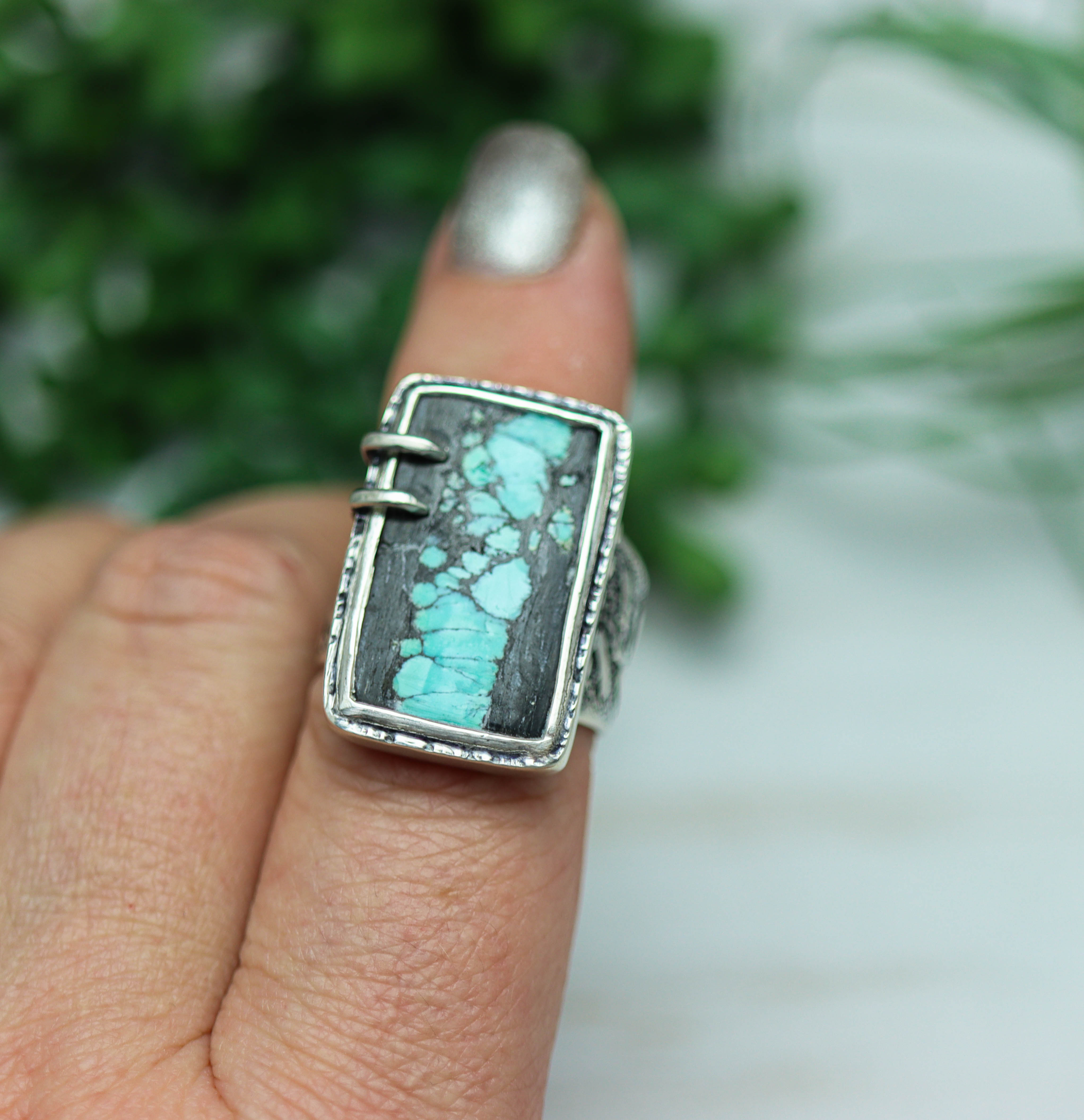 Turquoise Sterling Silver Wide Band Ring
