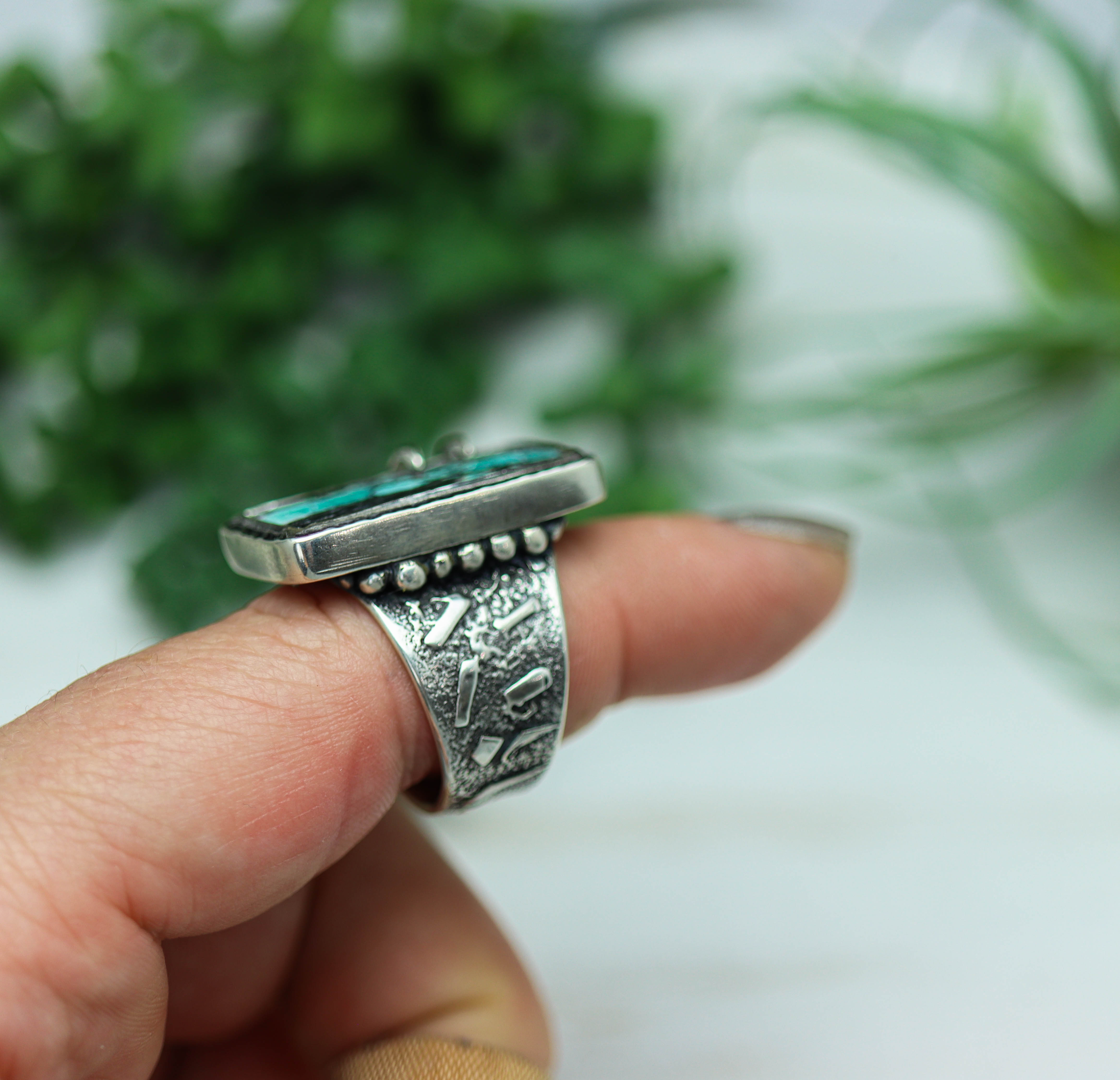 Turquoise Sterling Silver Wide Band Ring
