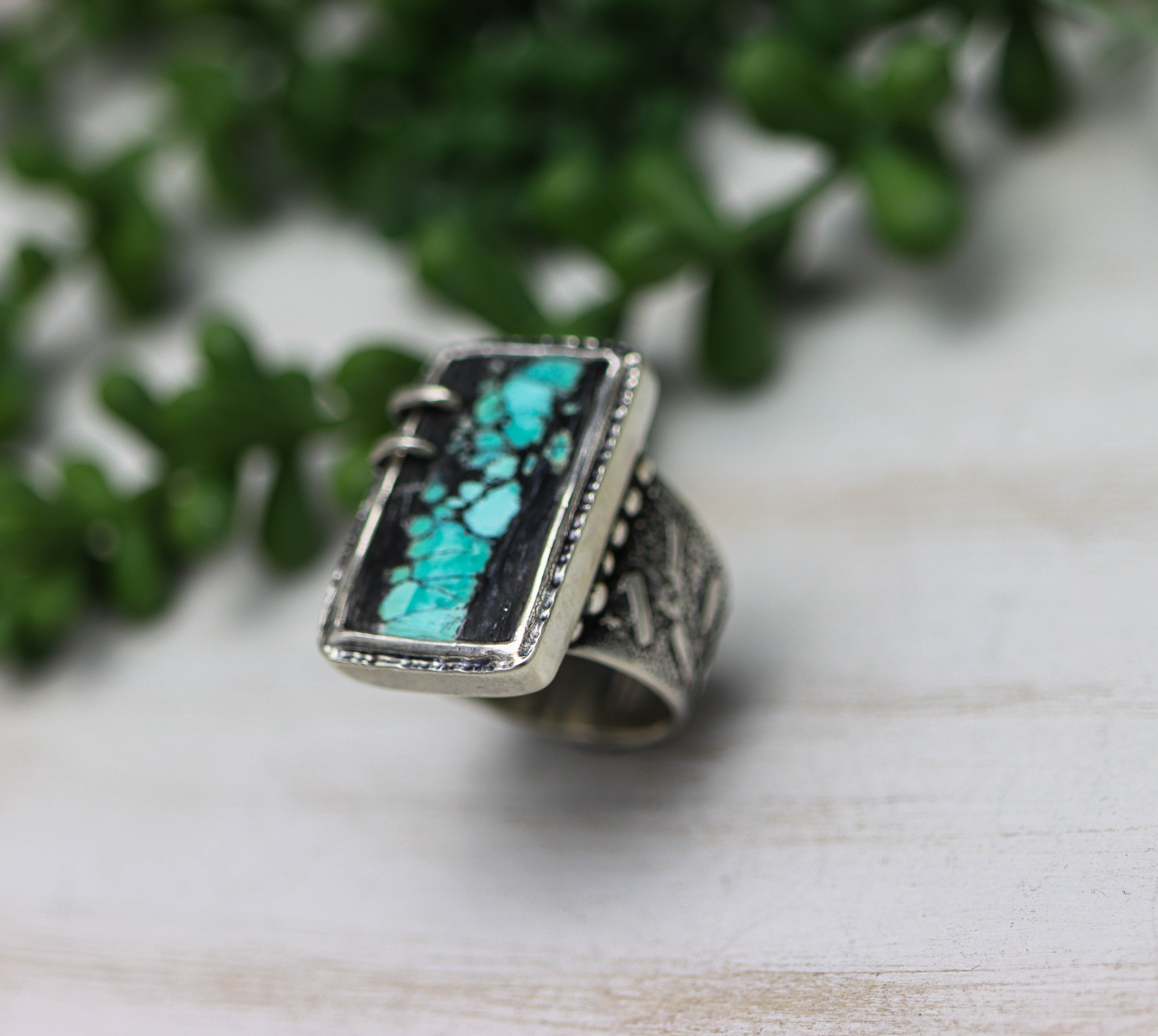 Turquoise Sterling Silver Wide Band Ring