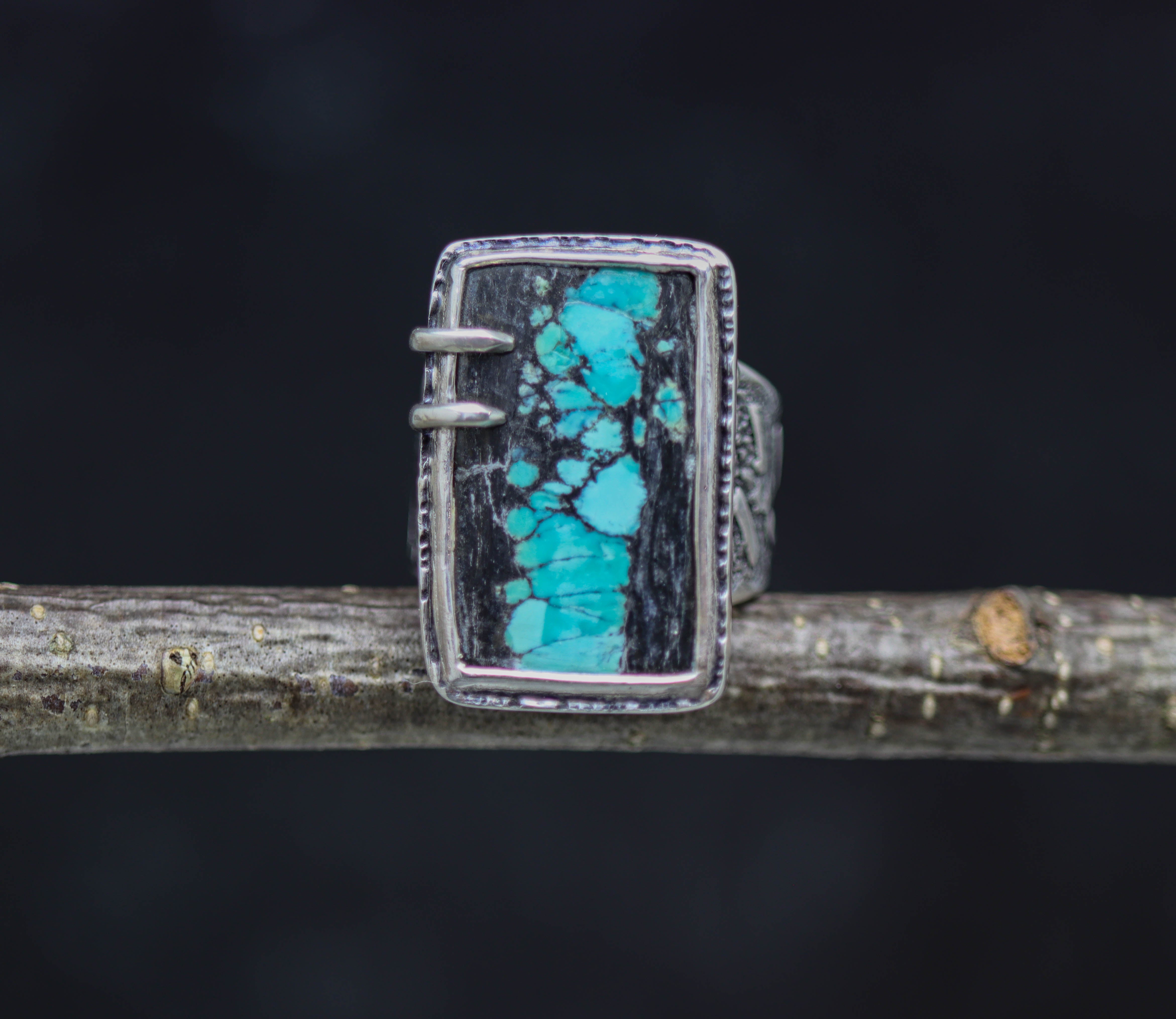 Turquoise Sterling Silver Wide Band Ring