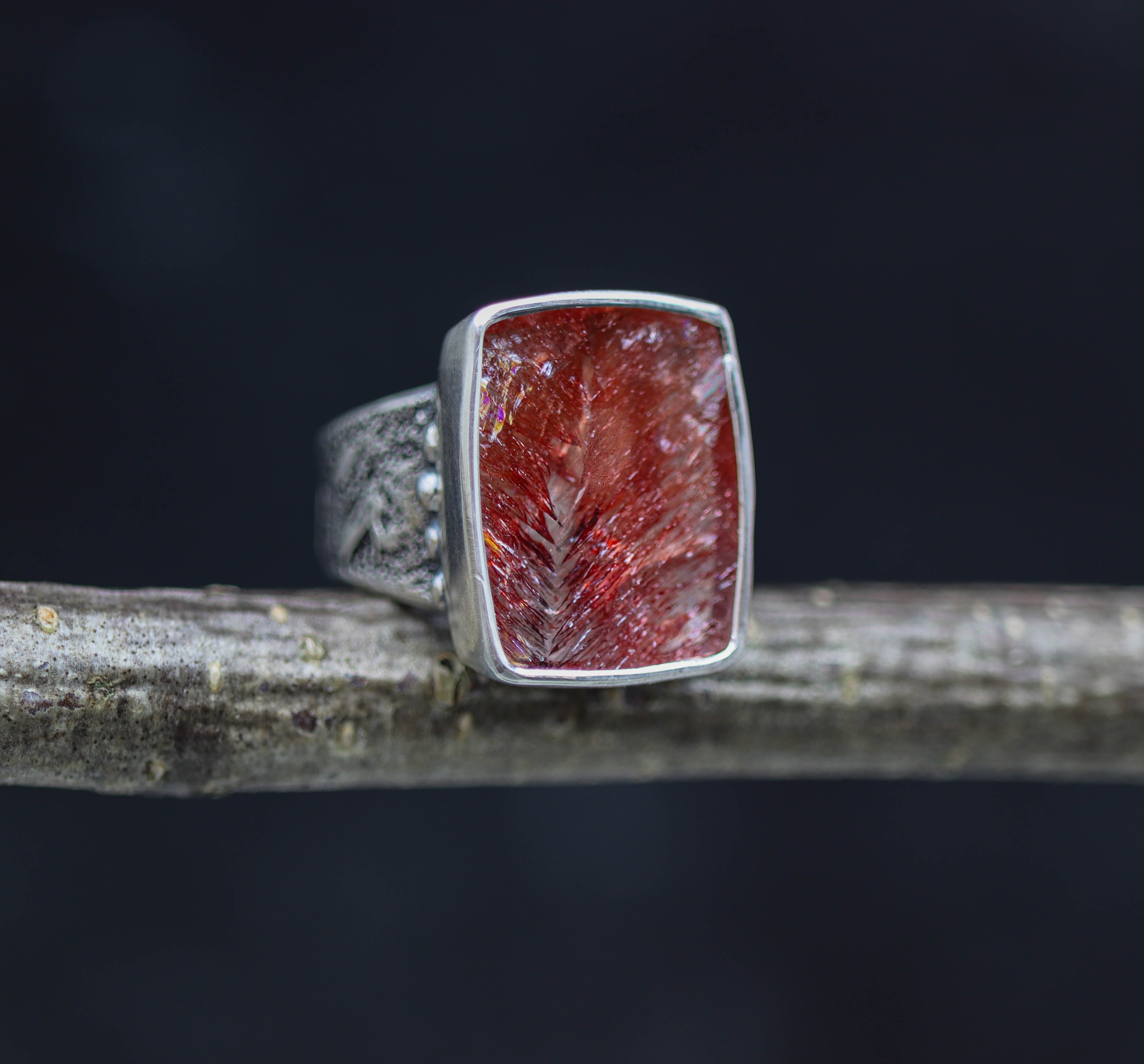 Super Seven Sterling Silver Wide Band Ring