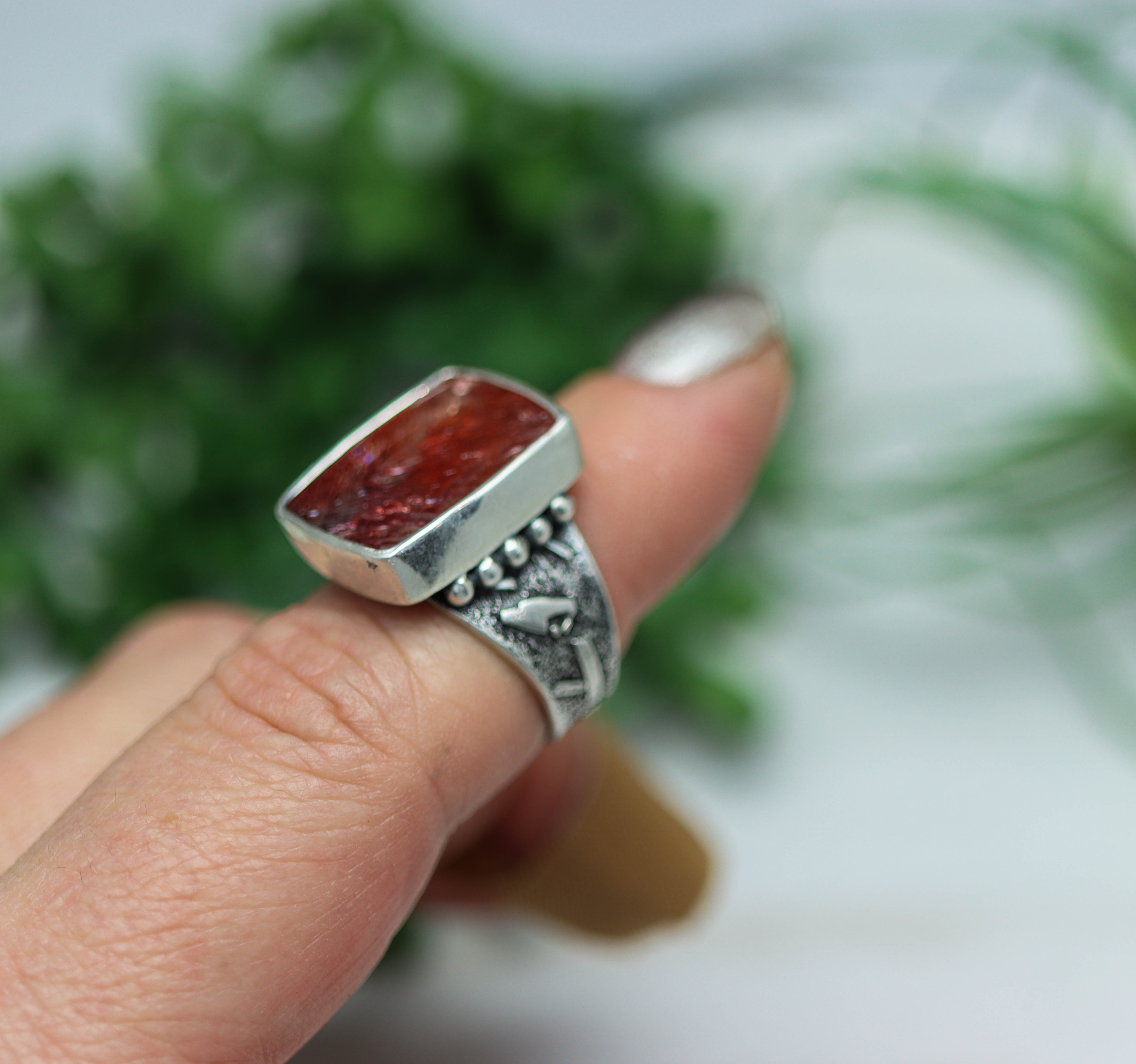 Super Seven Sterling Silver Wide Band Ring