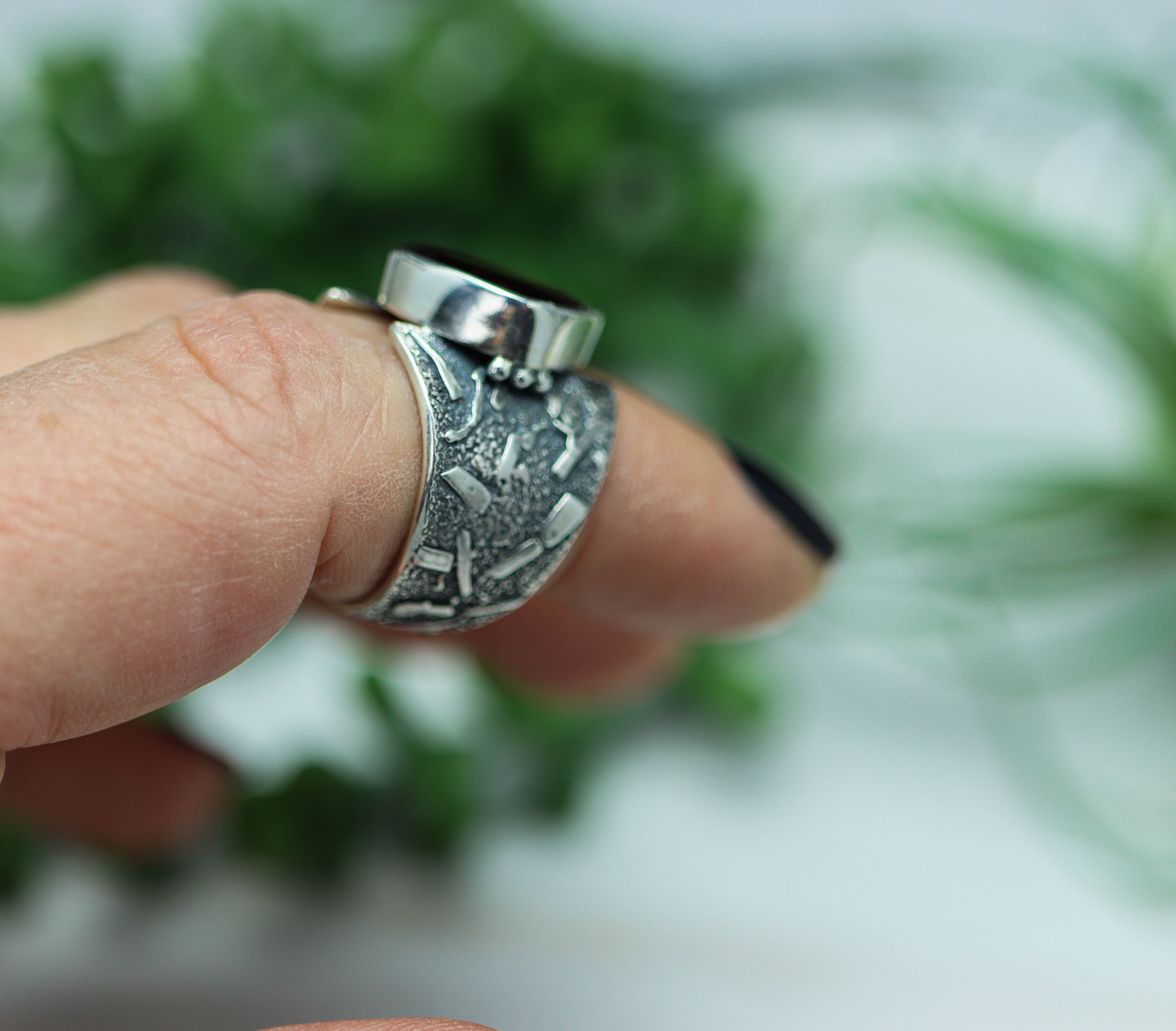 Rubelite Pink Tourmaline Sterling Silver Wide Band Ring