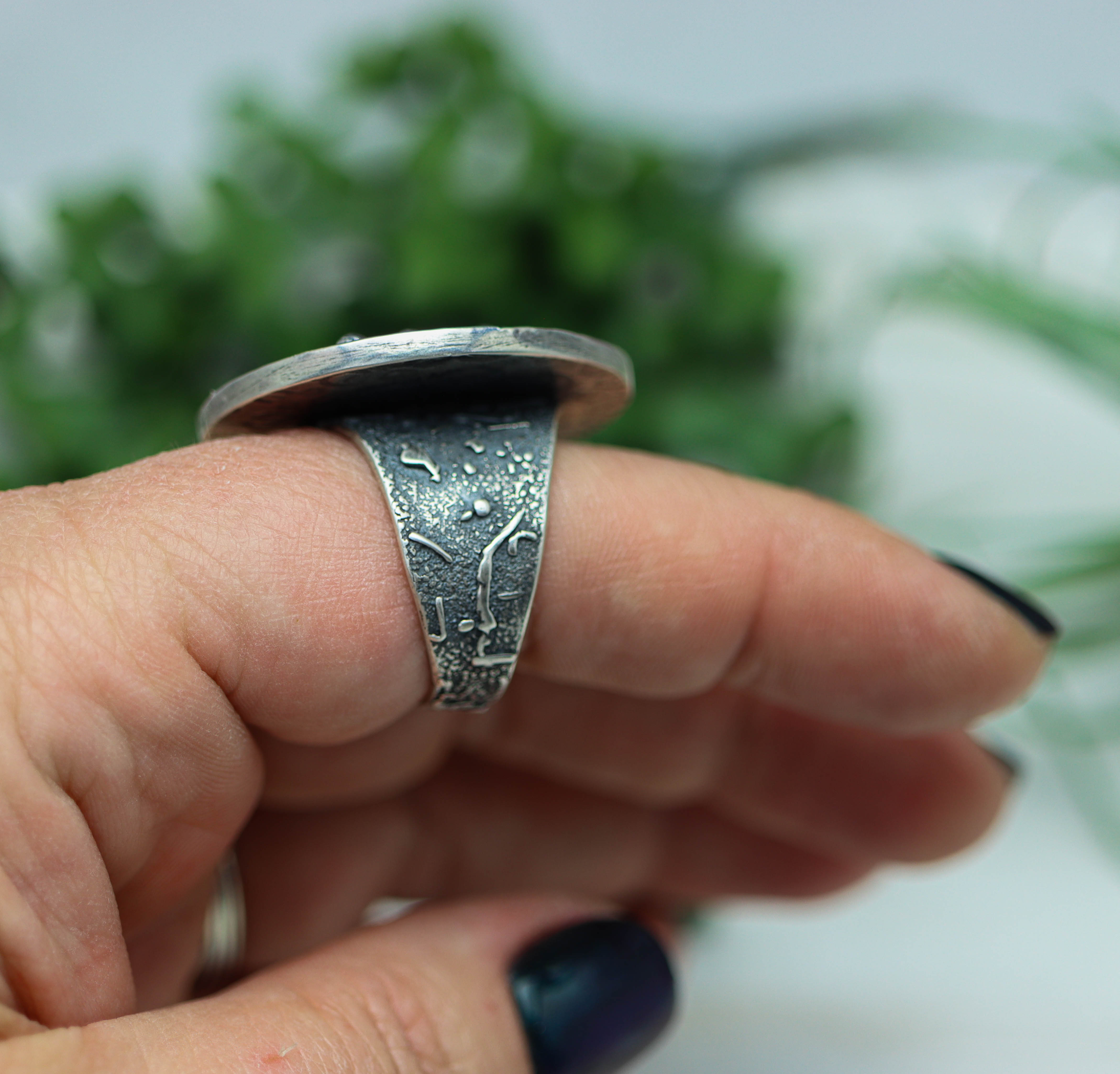 Labradorite Statement Sterling Silver Wide Band Ring