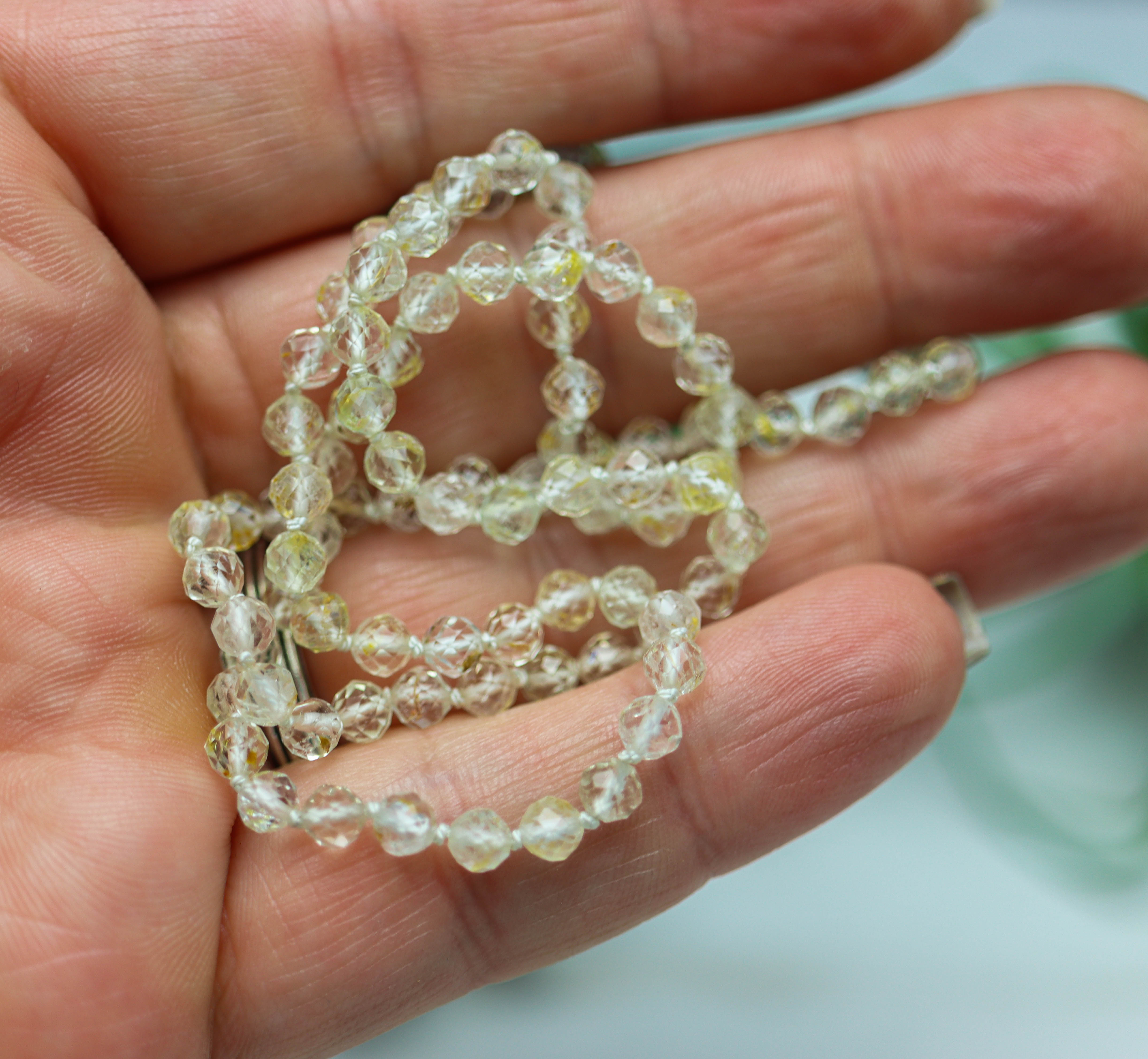 Champagne Topaz Hand-Knotted Strand Necklace in Sterling Silver