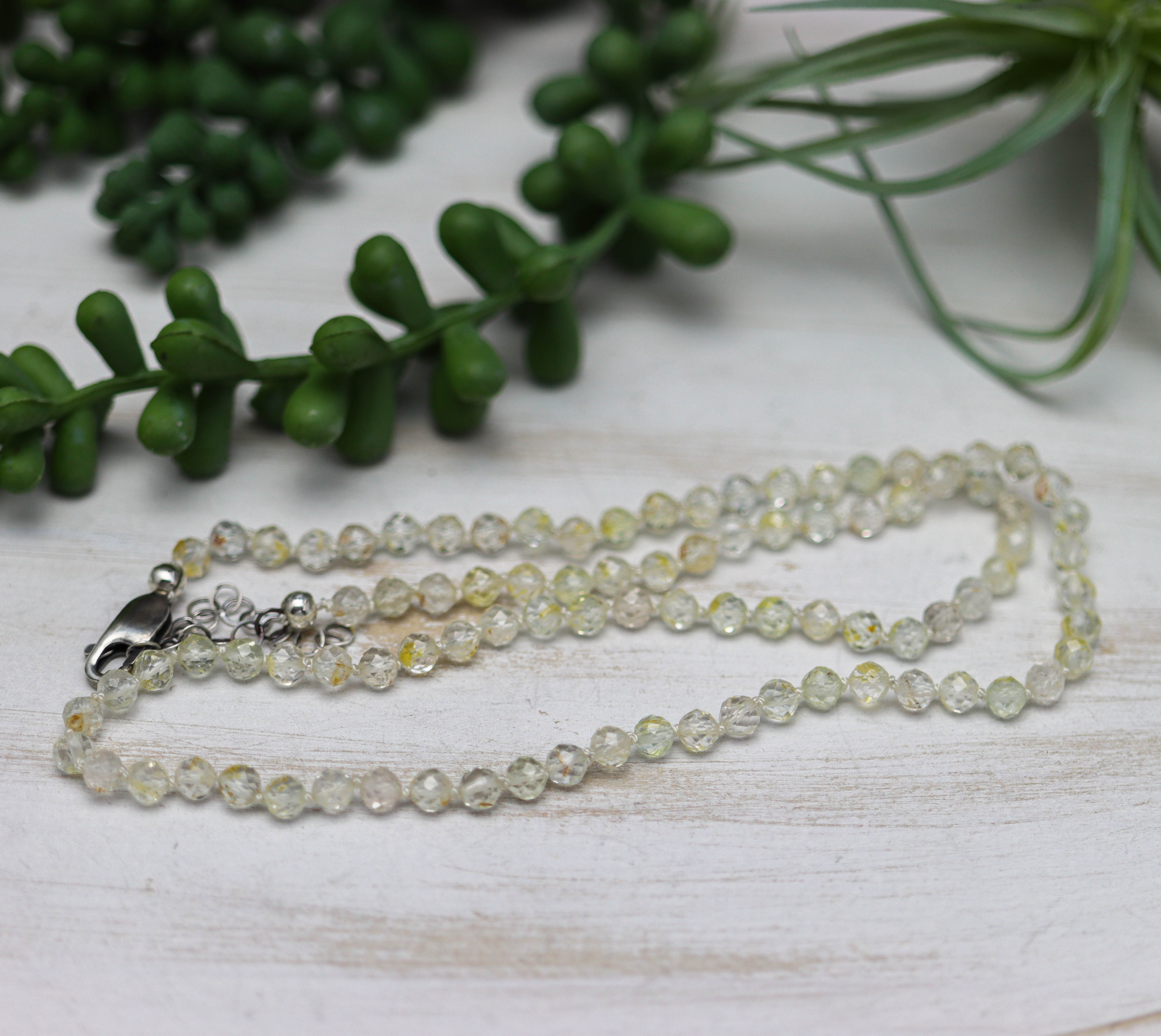 Champagne Topaz Hand-Knotted Strand Necklace in Sterling Silver