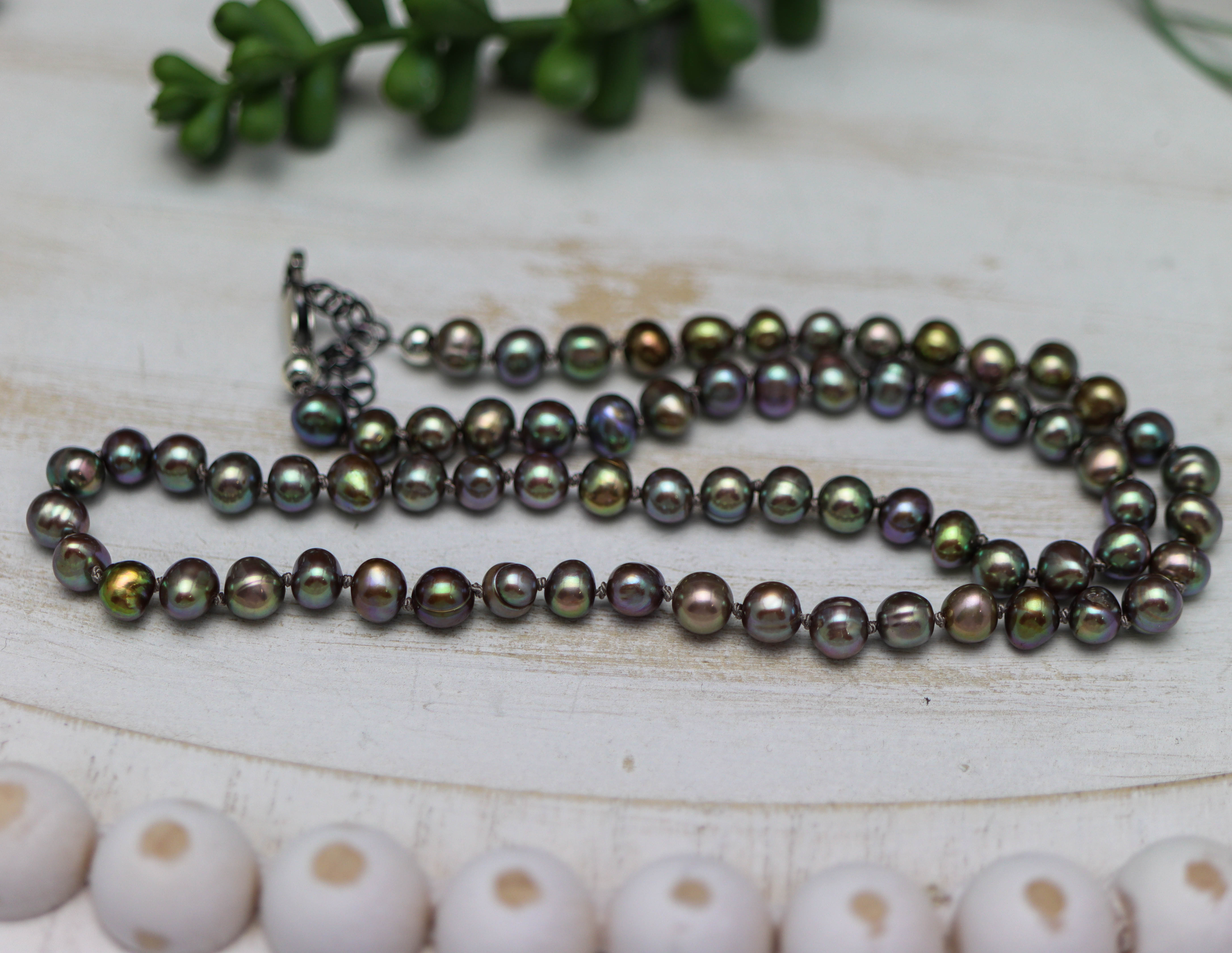 Baroque Freshwater Pearl Hand-Knotted Strand Necklace in Sterling Silver
