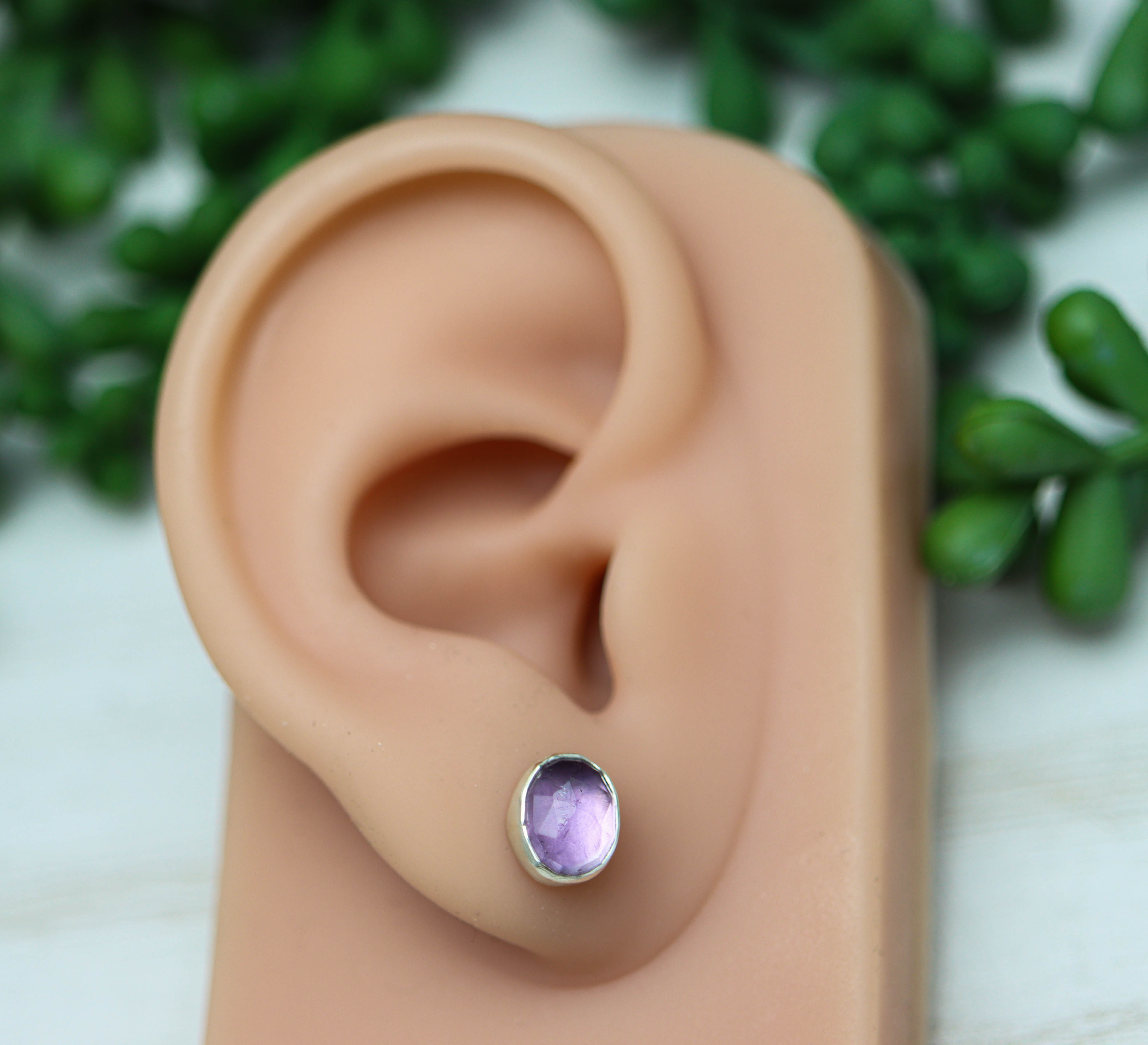 Amethyst Stud Earrings Sterling Silver