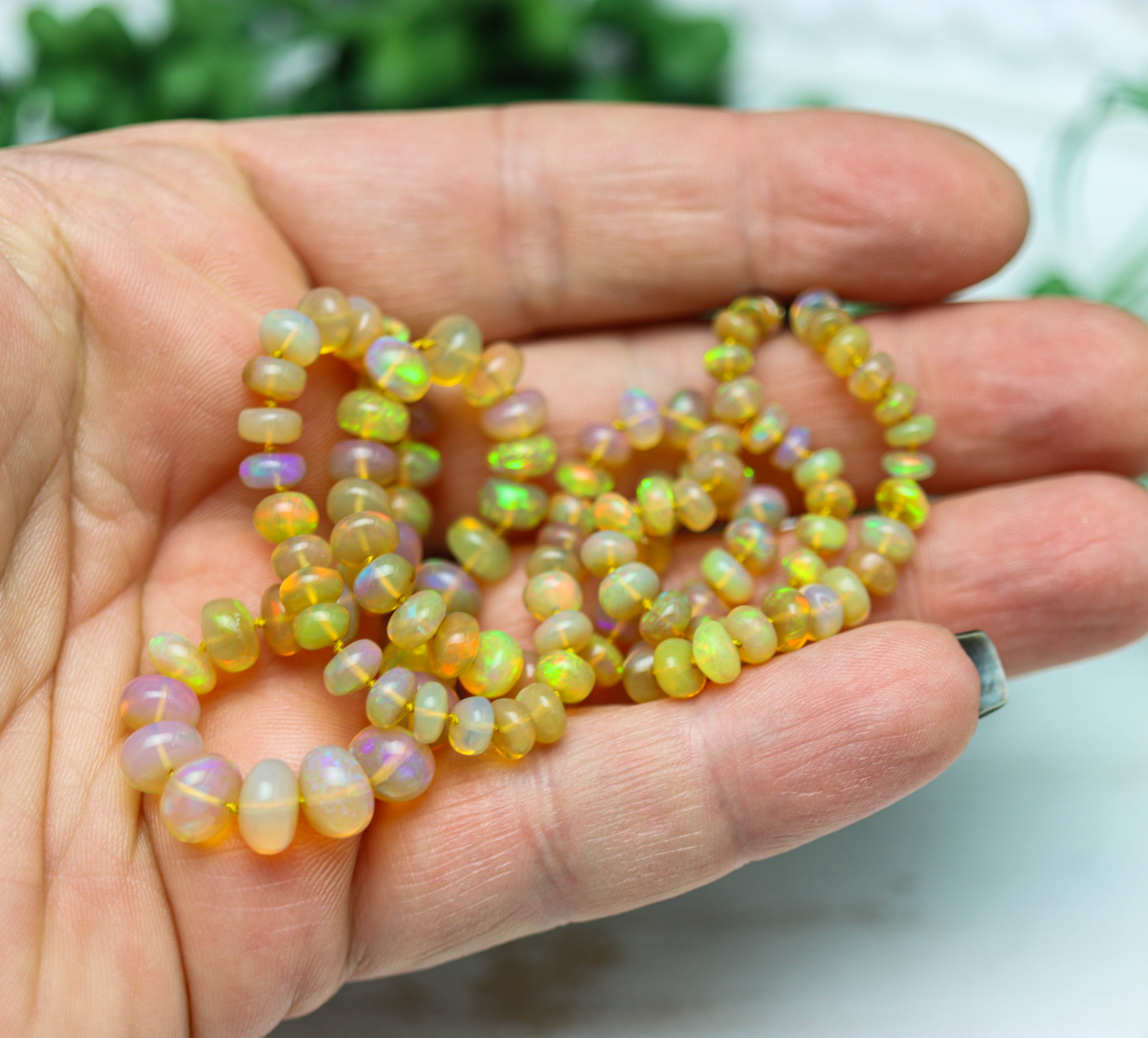 Ethiopian Opal Hand Knotted Necklace Sterling Silver