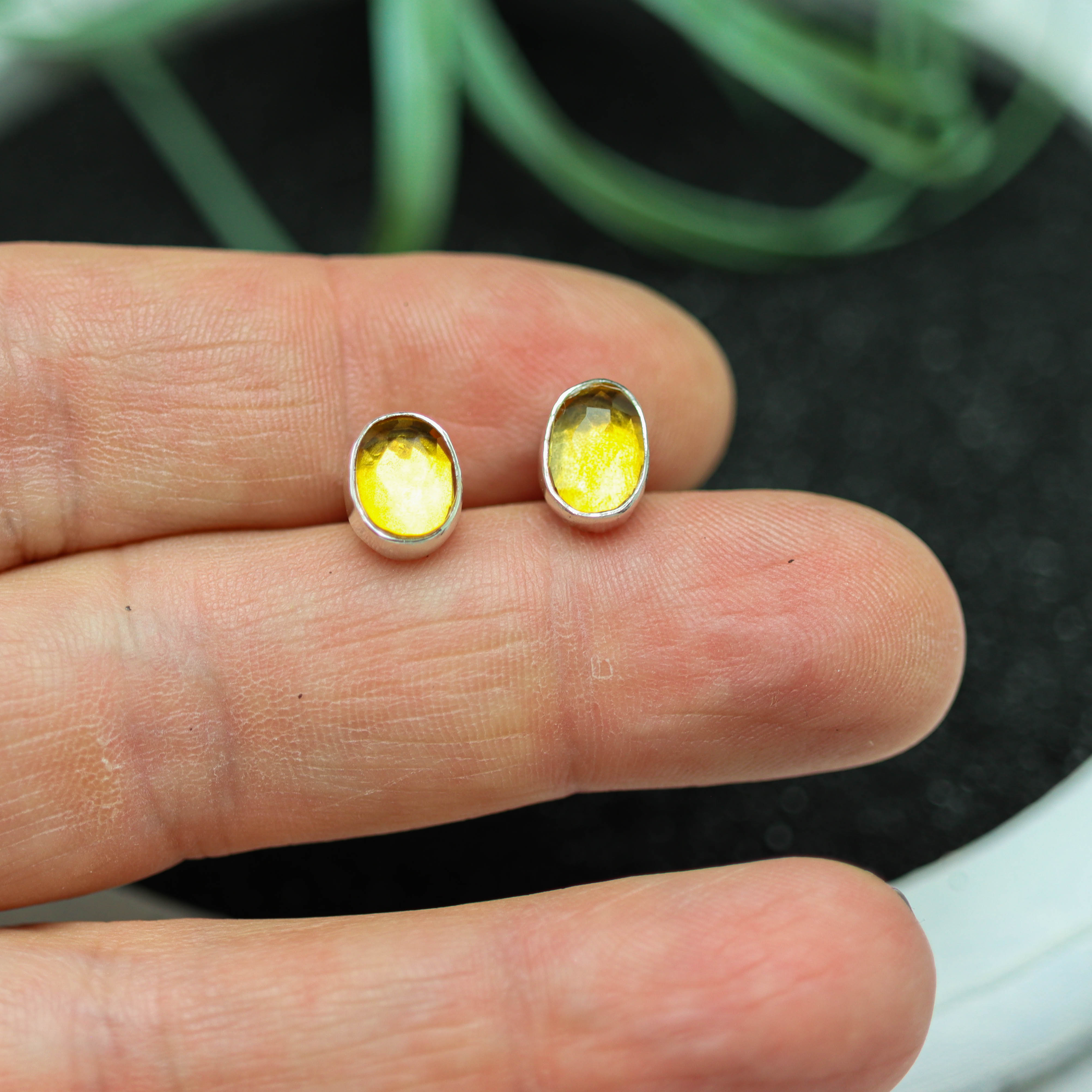 Mandarine Citrine Stud Earrings Sterling Silver