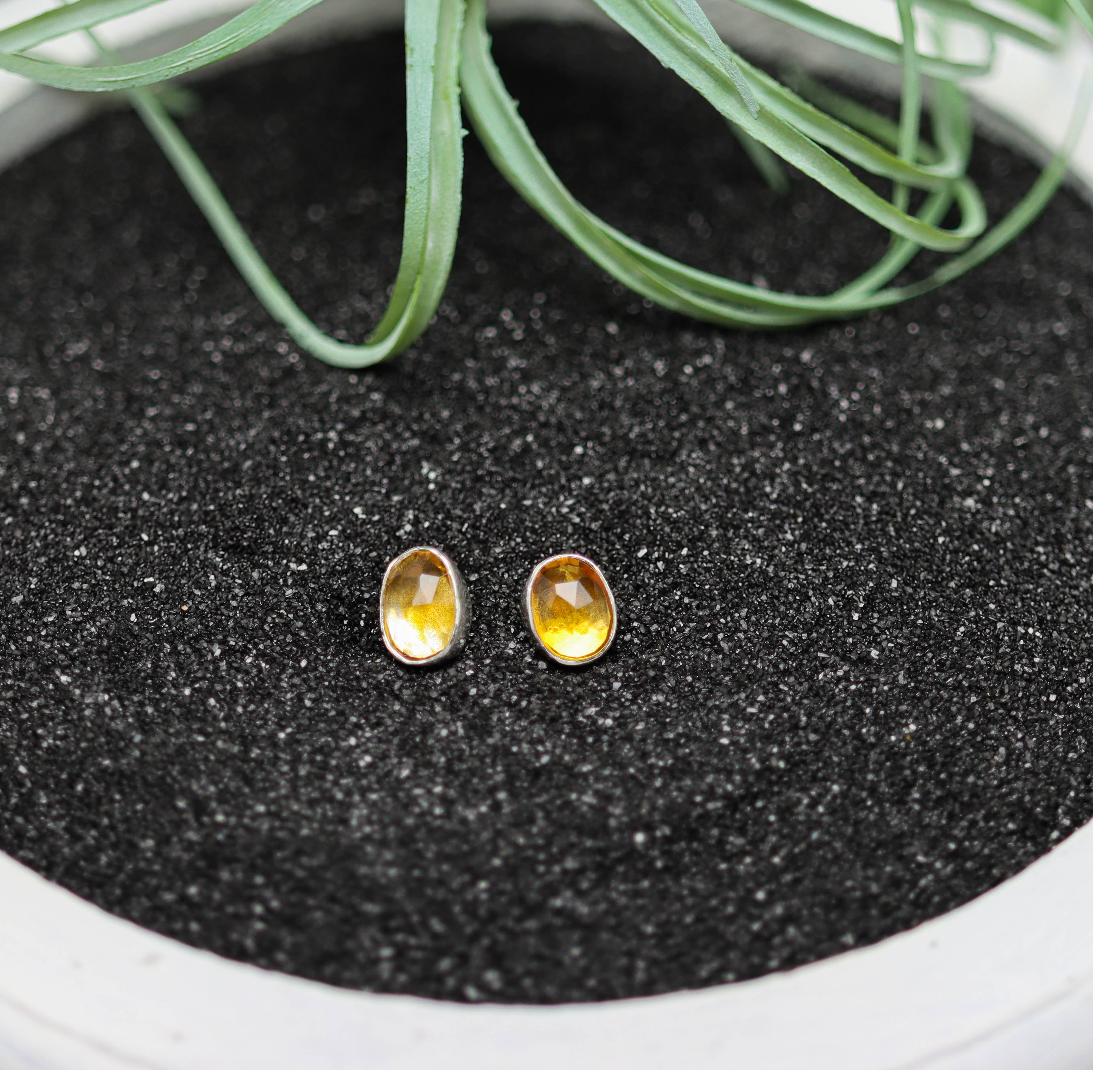 Mandarine Citrine Stud Earrings Sterling Silver