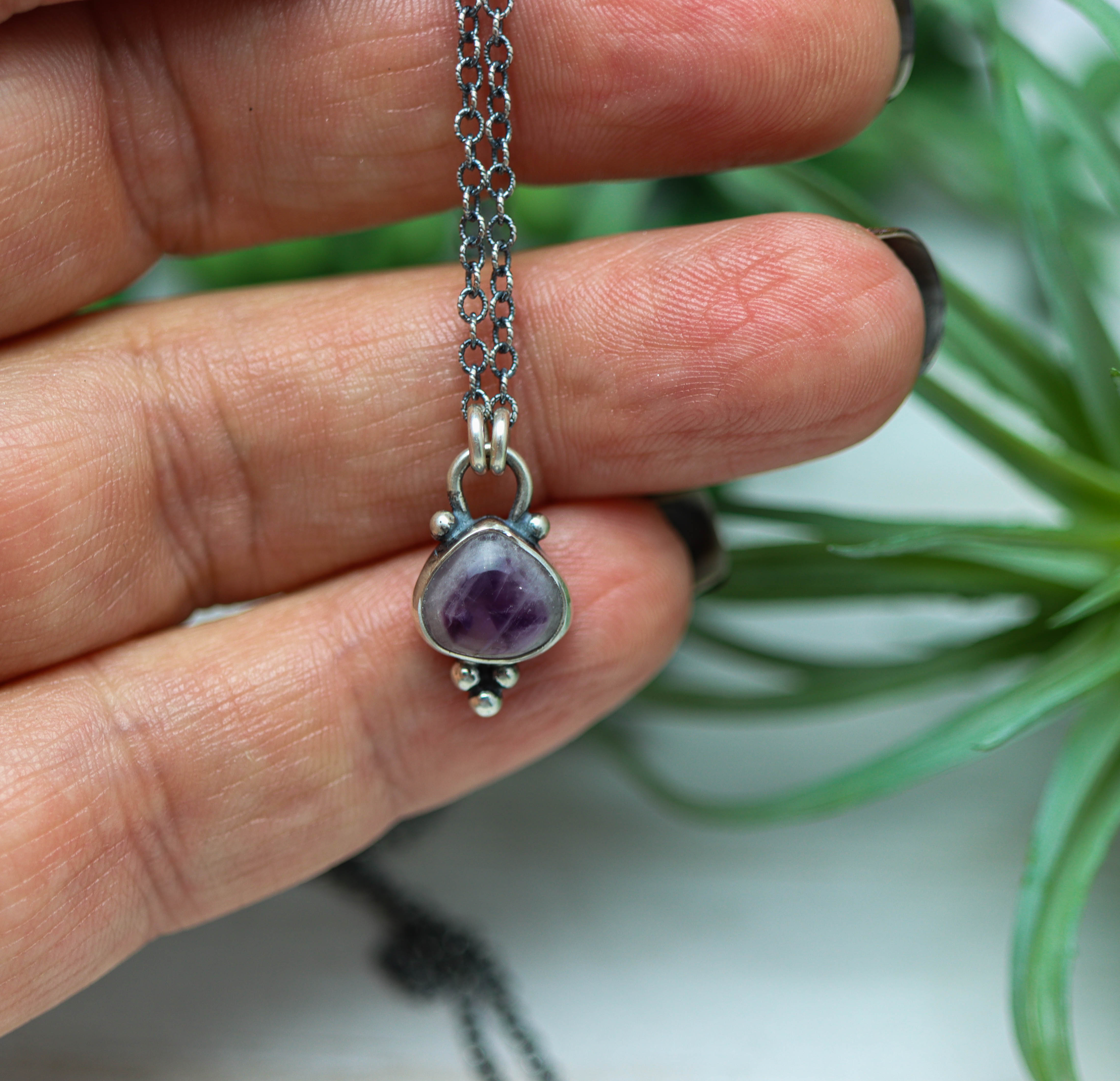 Phantom Amethyst Petite Pendant Necklace Sterling Silver