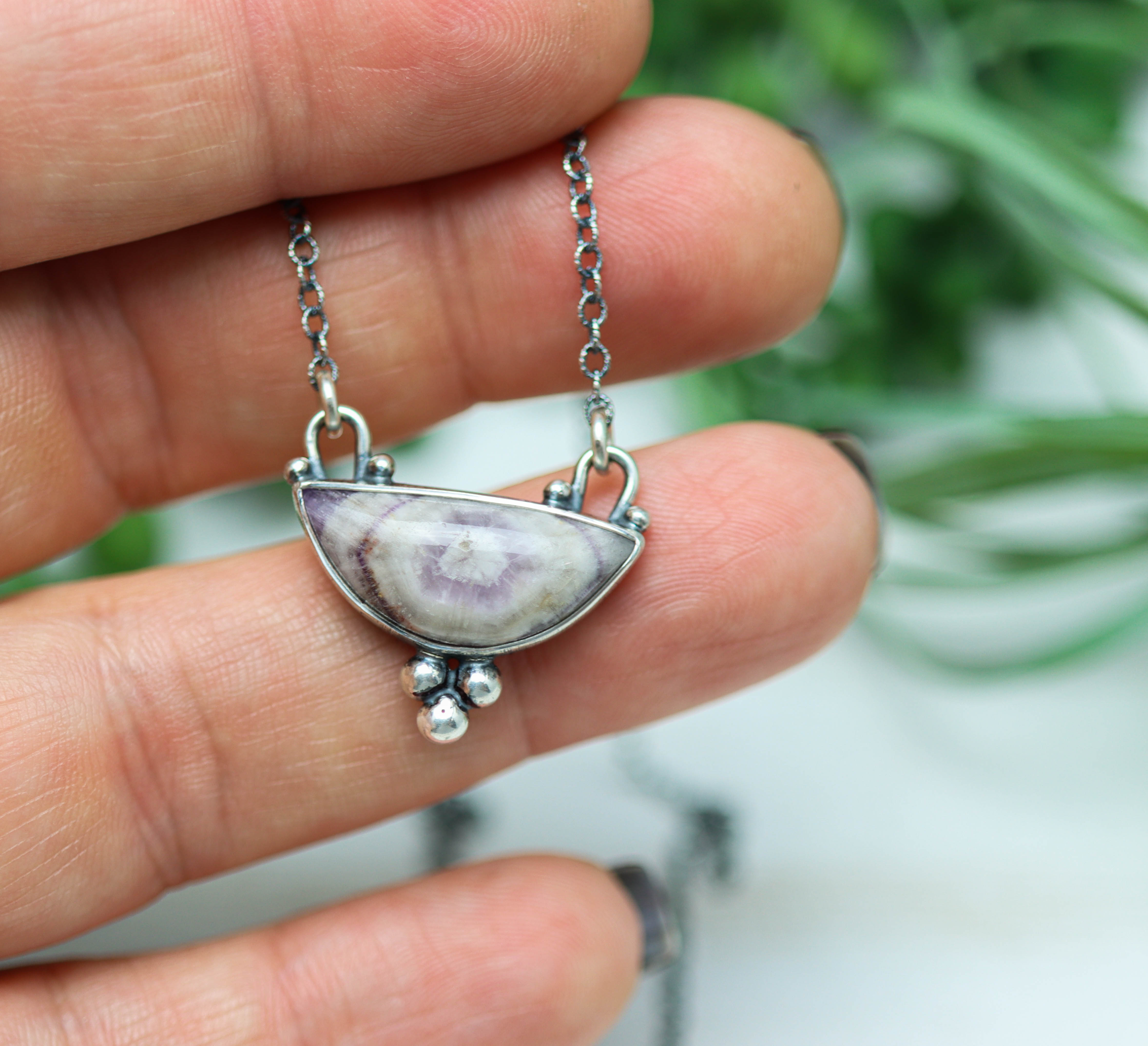Phantom Amethyst Petite Pendant Necklace in Sterling Silver