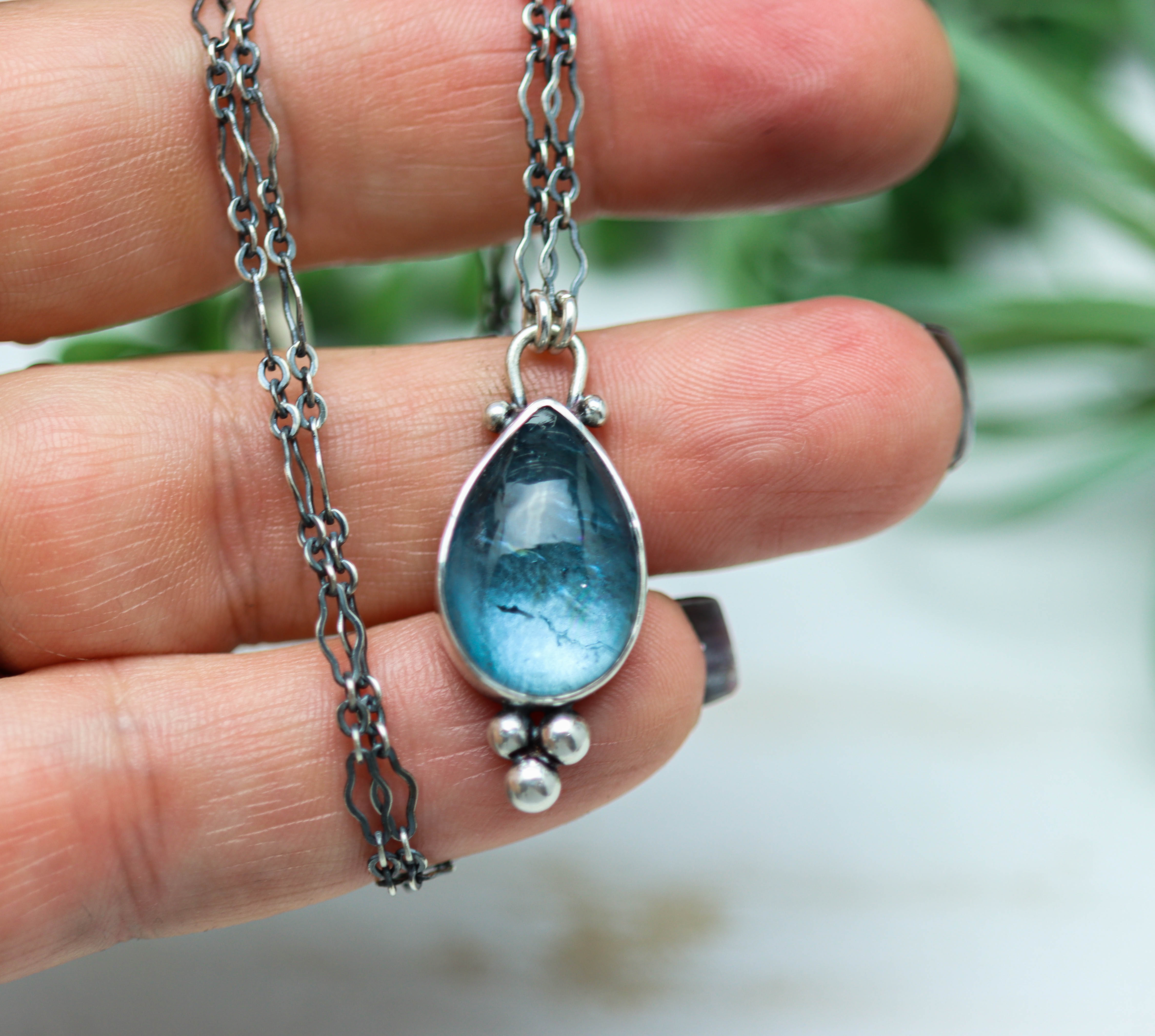 London Blue Topaz Pendant Necklace Sterling Silver