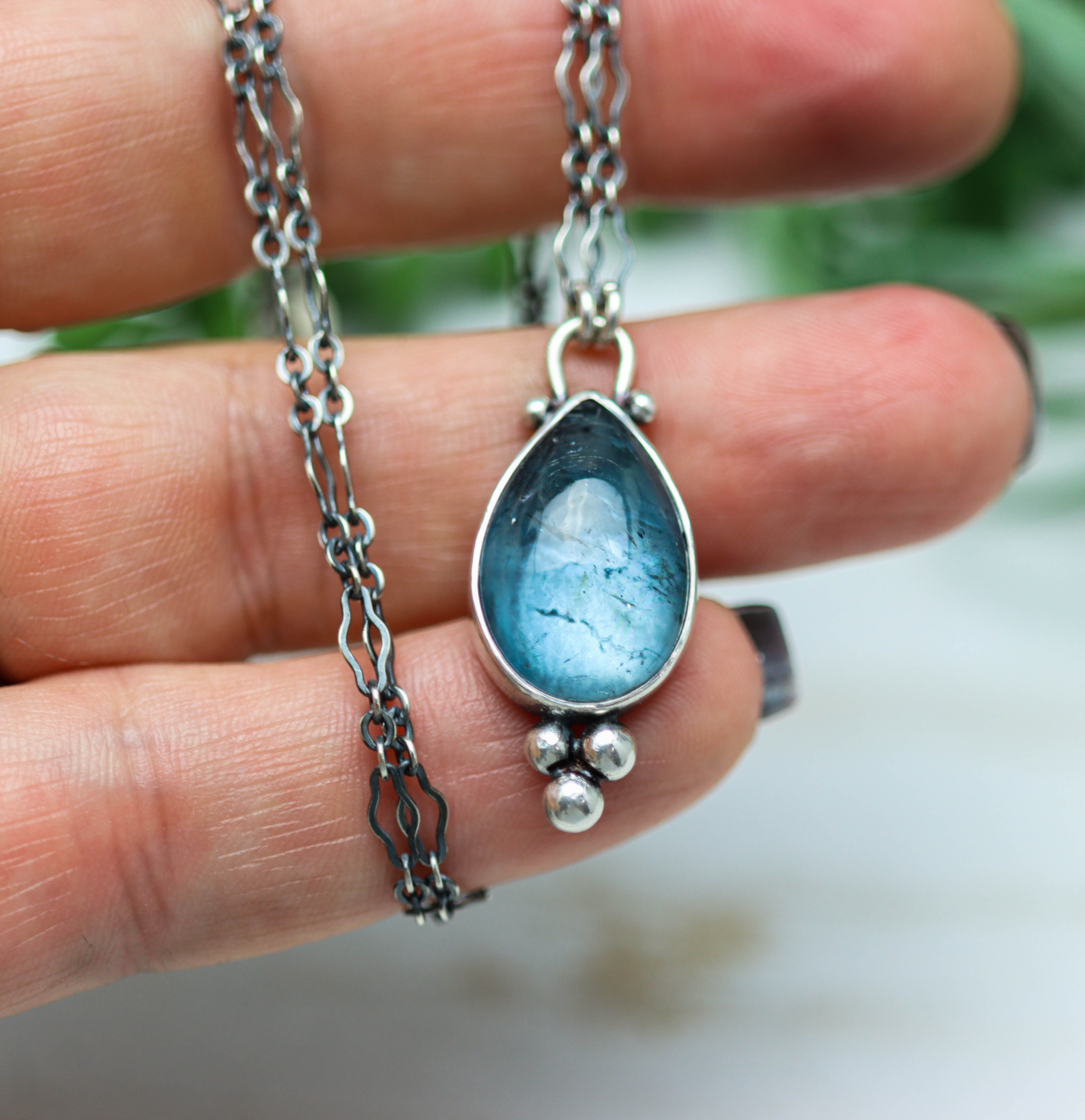 London Blue Topaz Pendant Necklace Sterling Silver