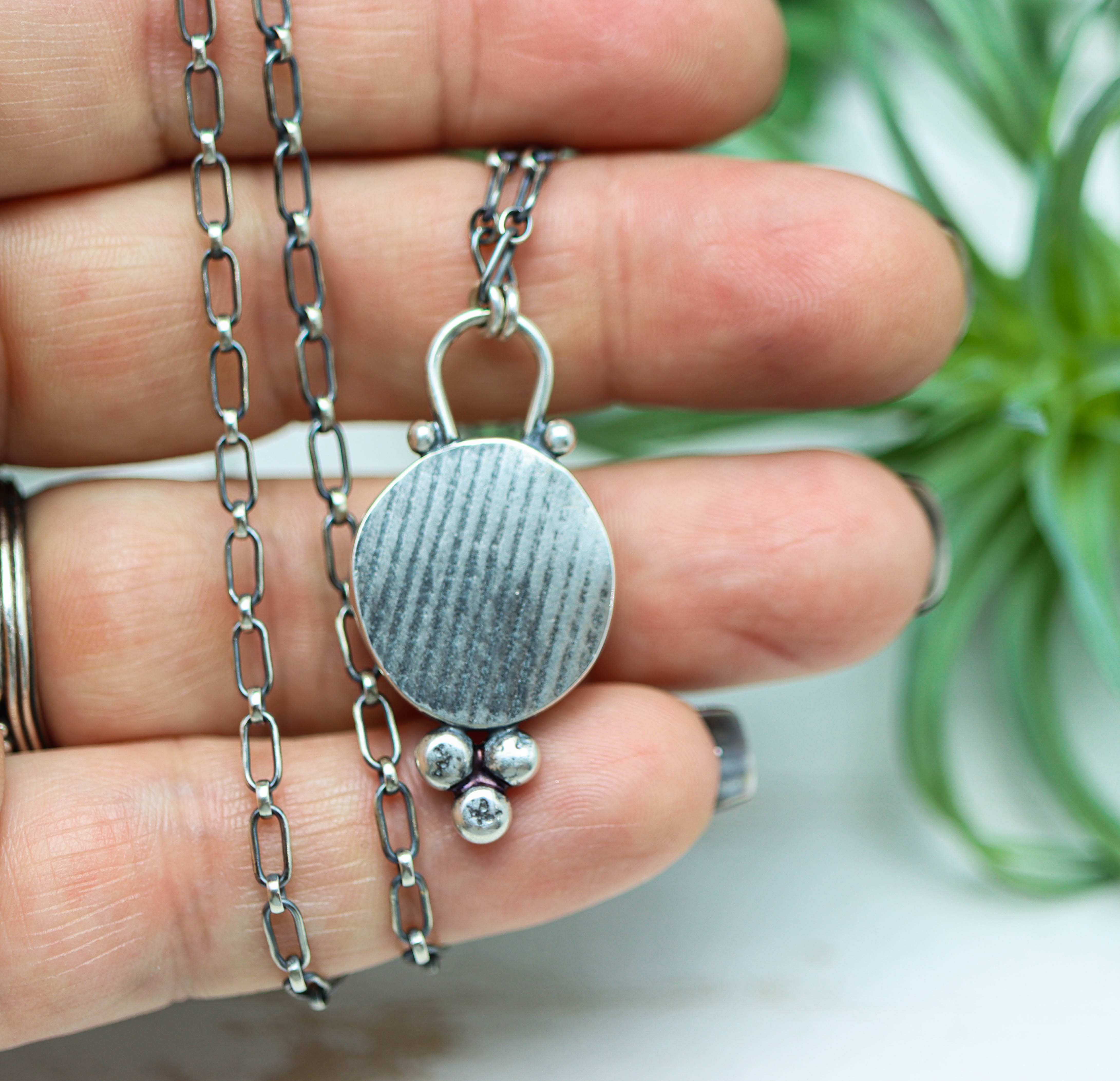 Rainbow Fluorite Pendant Necklace Sterling Silver