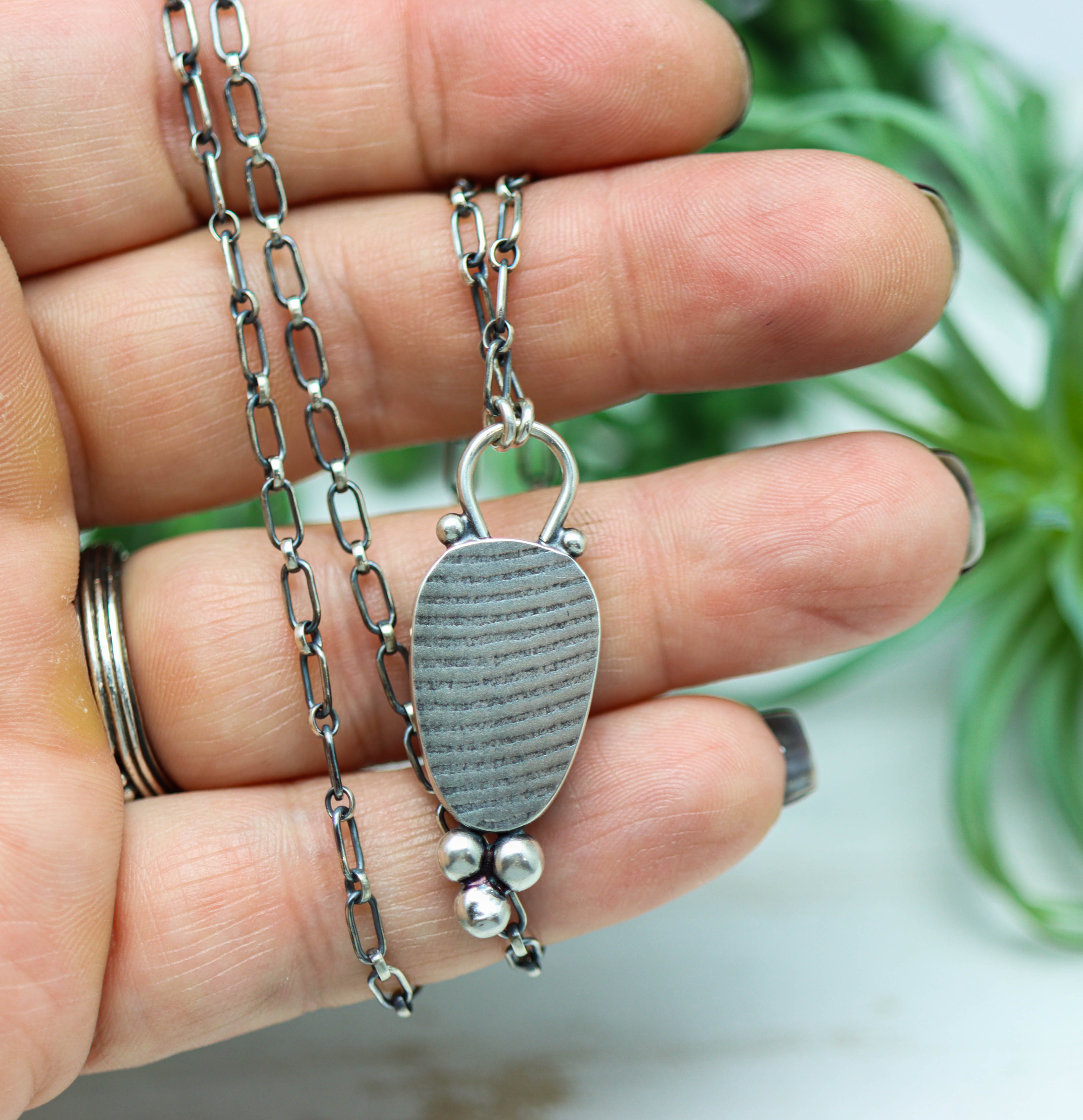 Rainbow Fluorite Pendant Necklace Sterling Silver