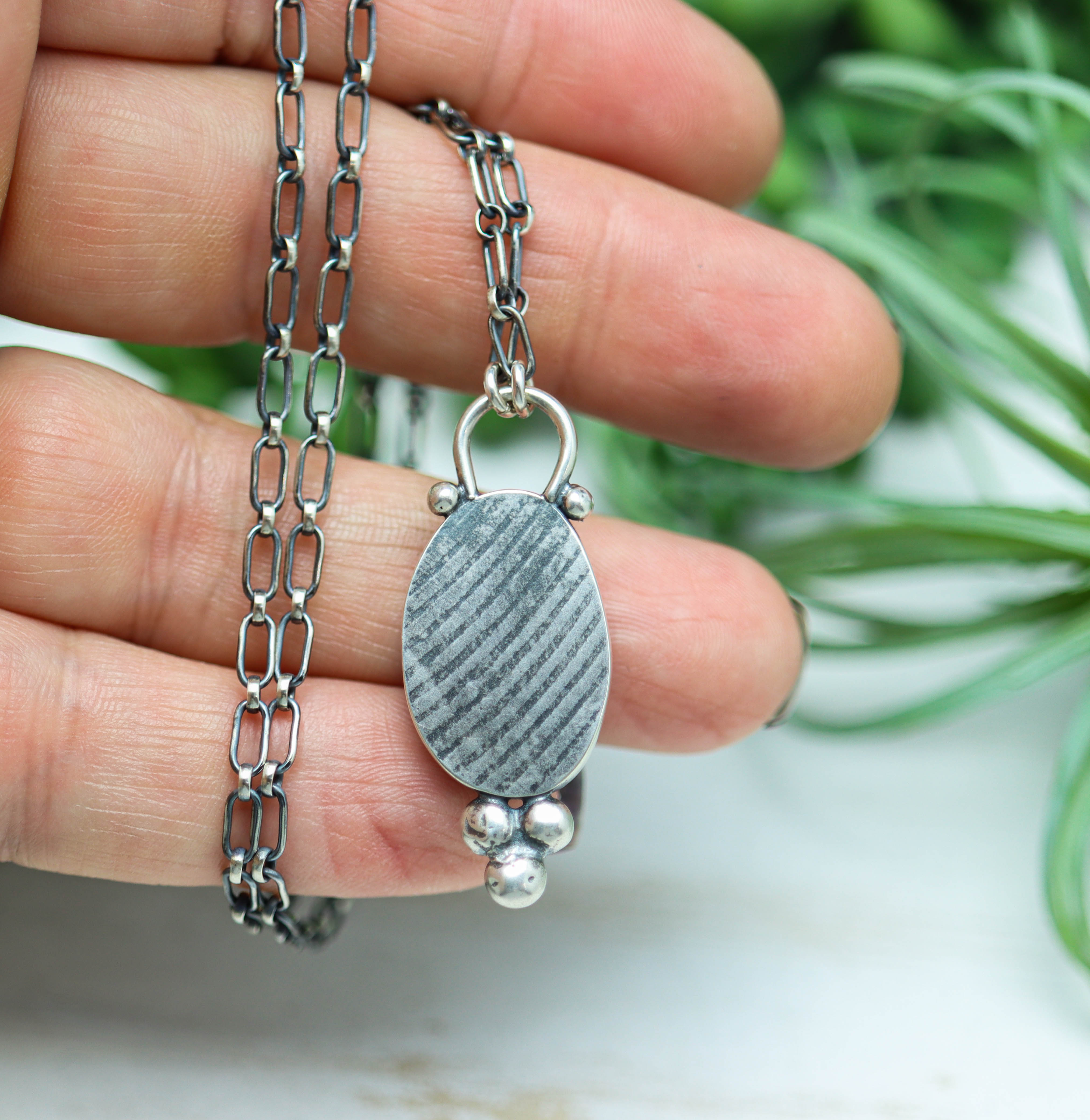 Rainbow Fluorite Pendant Necklace Sterling Silver