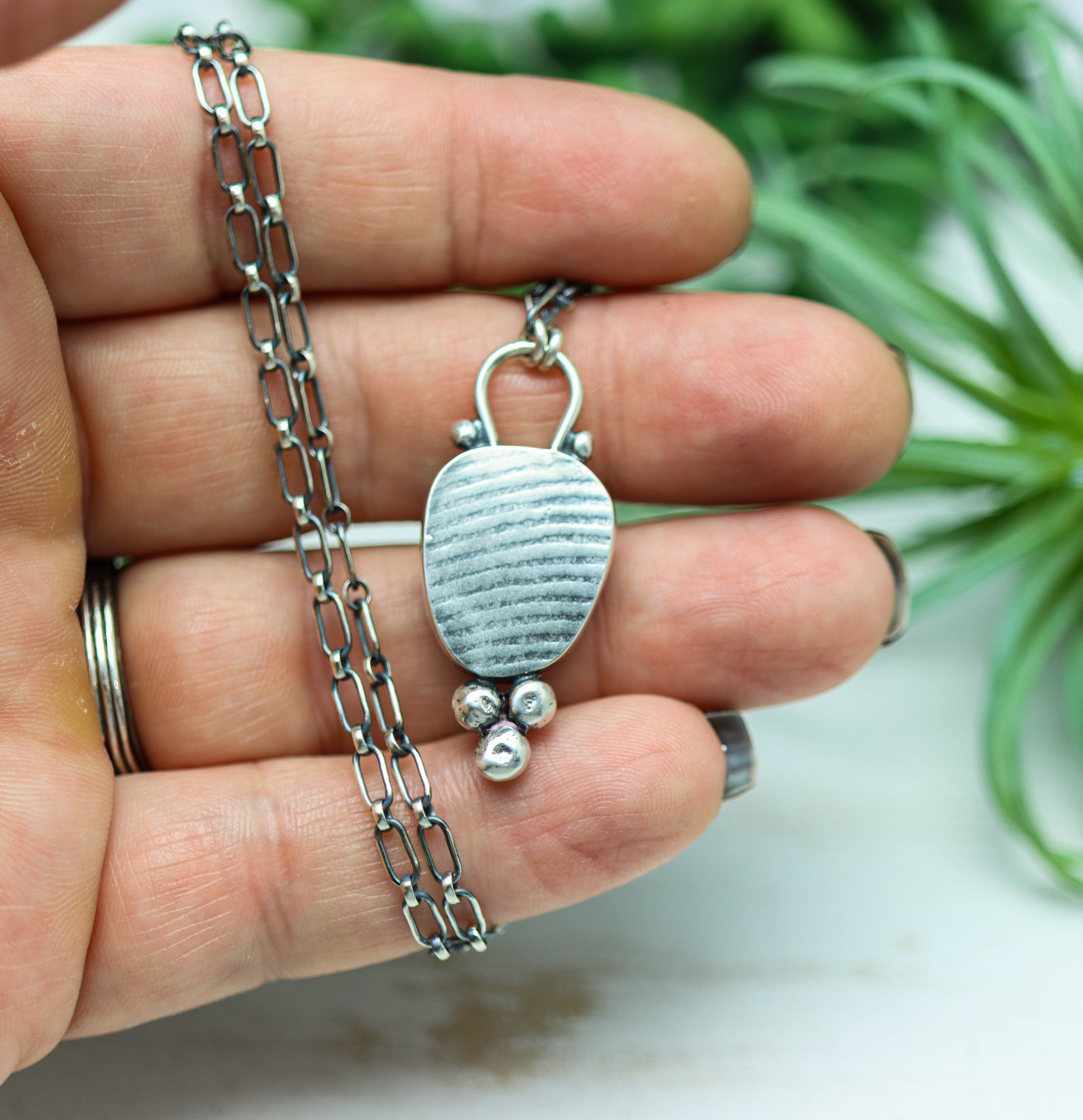 Rainbow Fluorite Pendant Necklace Sterling Silver